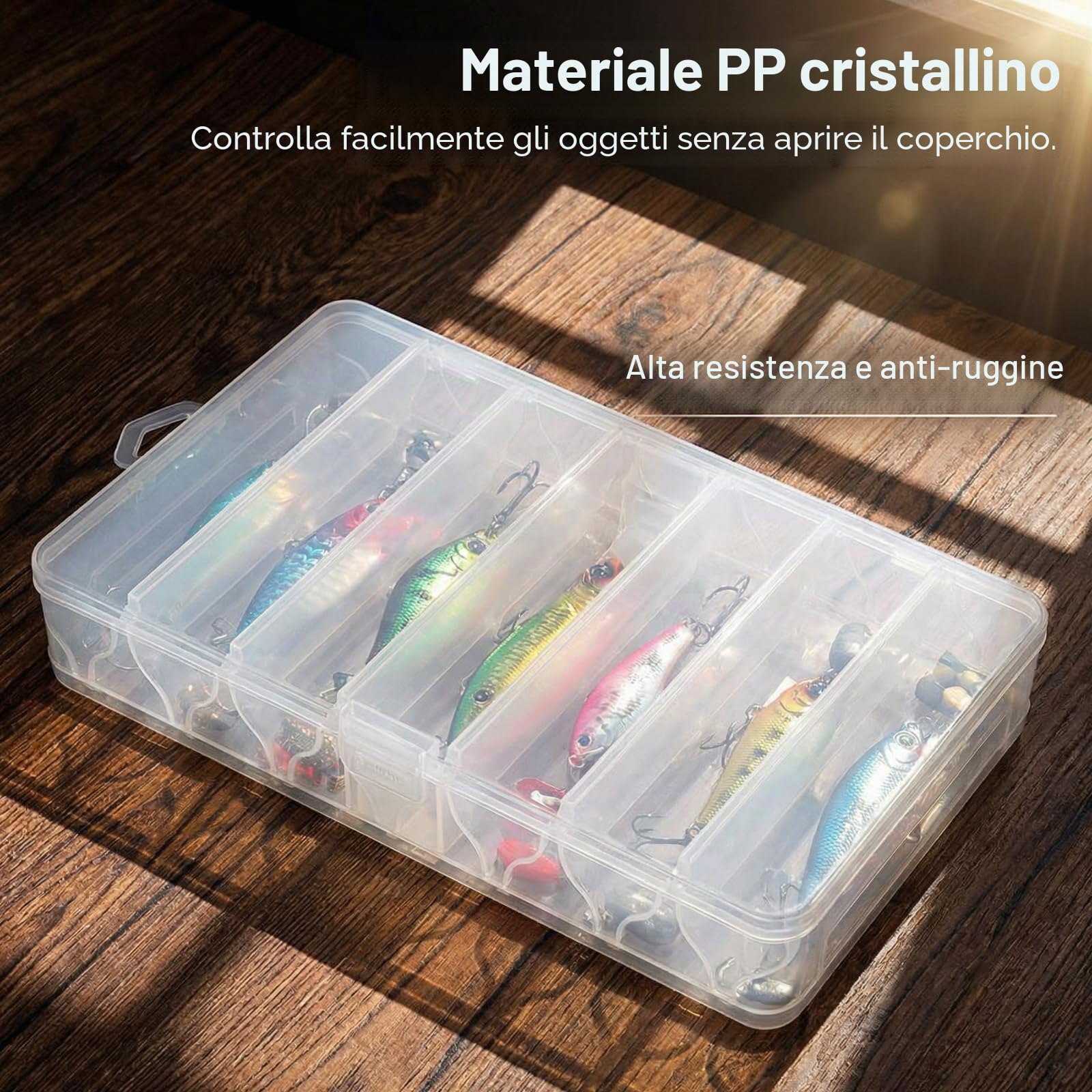 Scatola da pesca, Doppio lato 14 scomparti, Impermeabile, Compatibile con borse standard