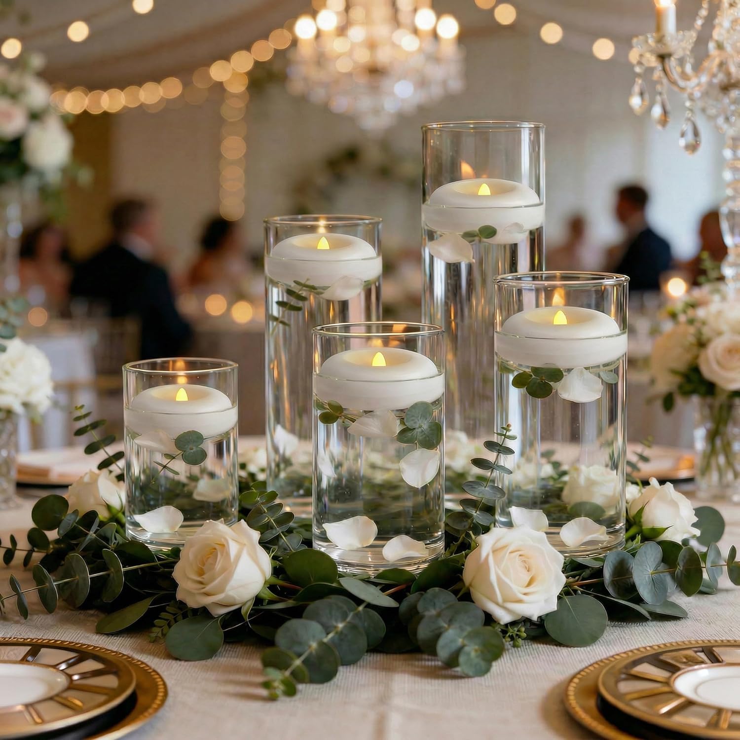 200 Hour LED Floating Candles 2.75", Water Activated Flameless Tealights, Waterproof Battery Operated Fake Candles for Wedding Centerpieces, Cylinder Vases & Pool Decor, Warm White (12PK)