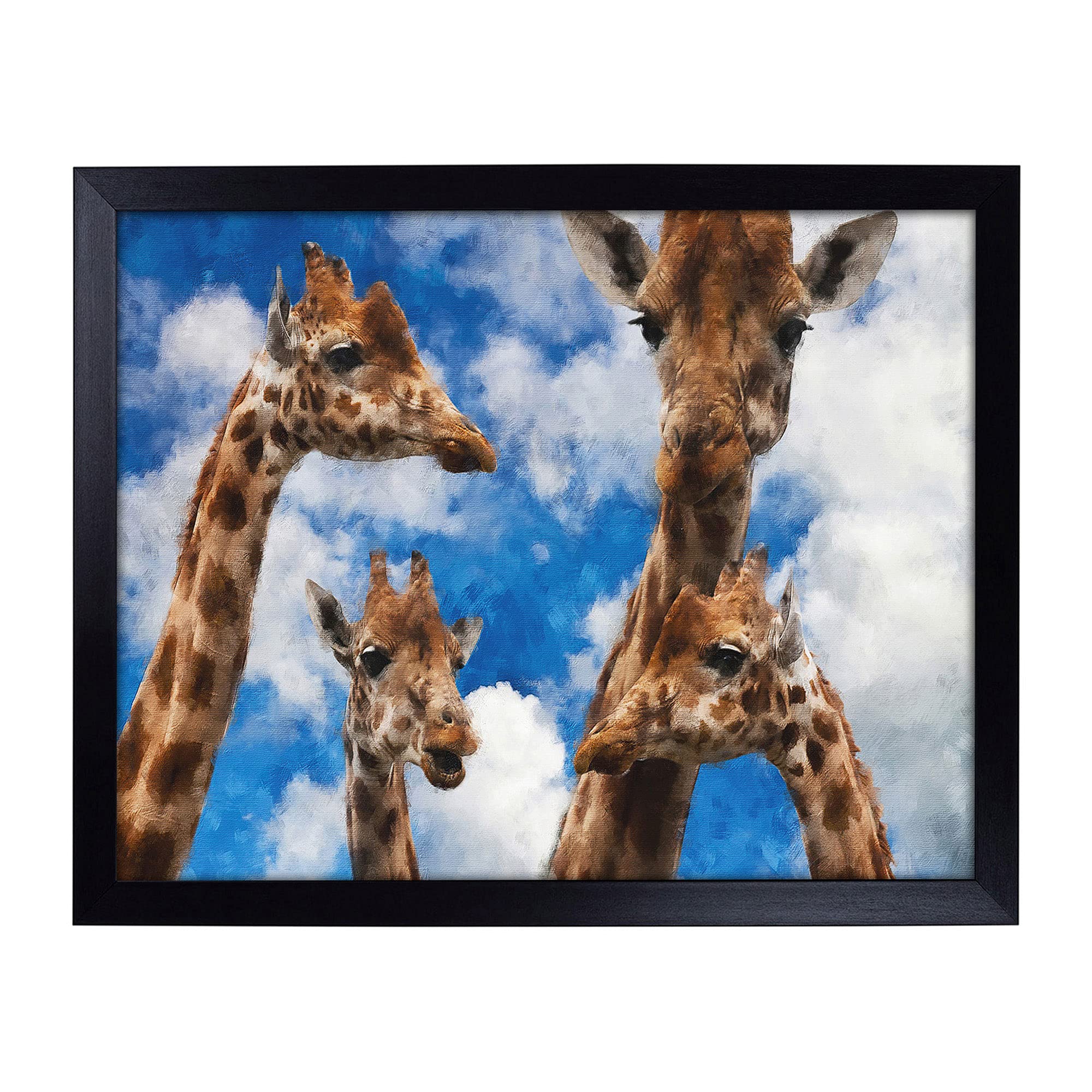 Big Box Art Lap Tray with Cushion | Four Giraffes Painting | Padded Bean Bag Cushion | For Eating, Working, Crafting, Laptop | Portable Table Desk