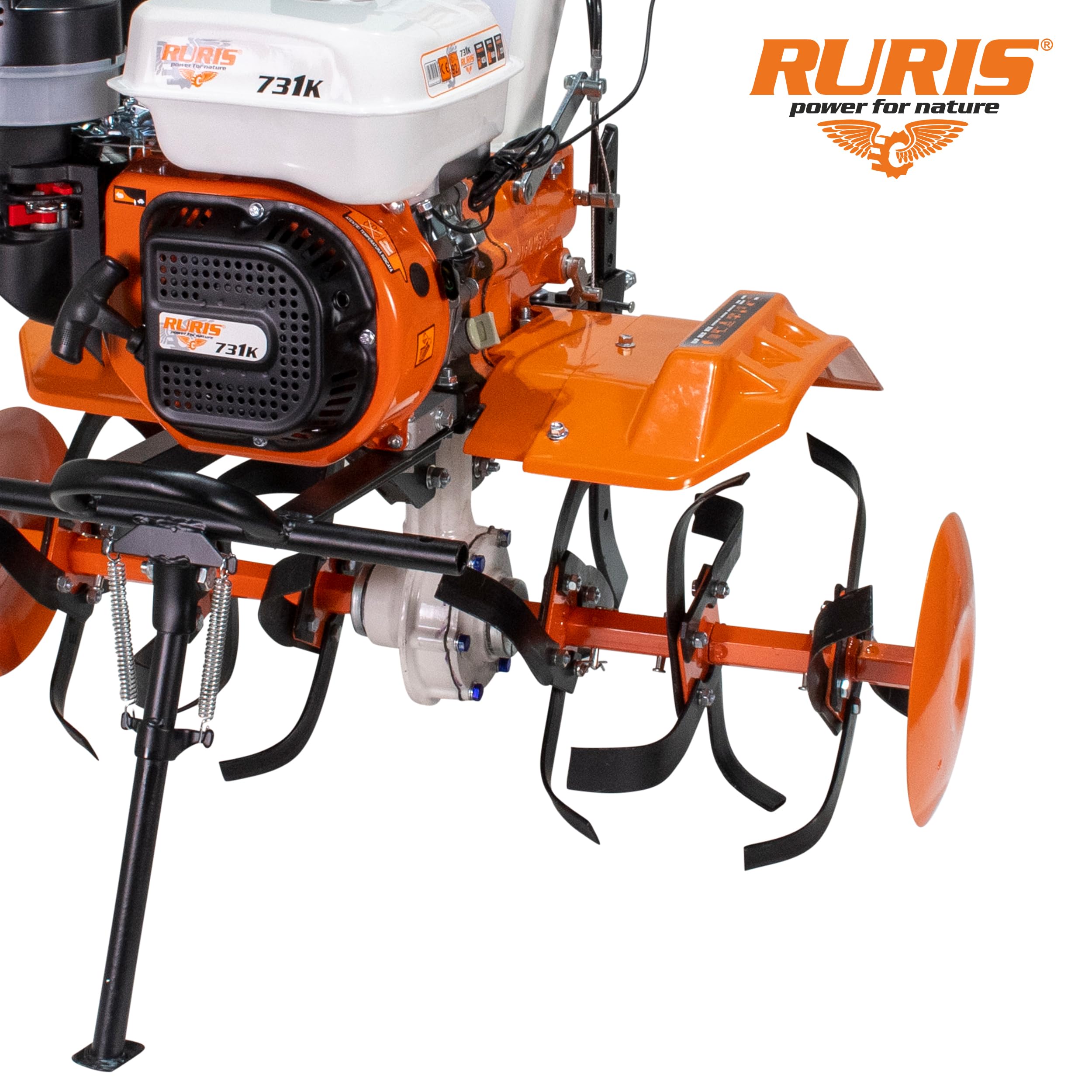 RURIS - Motoculteur Professionnel 731FR - Moteur General Engine de 8,5 CV - Largeur de Travail de 560-830 mm - Surface Traitée Allant Jusqu'à 1000 m²/h, Orange