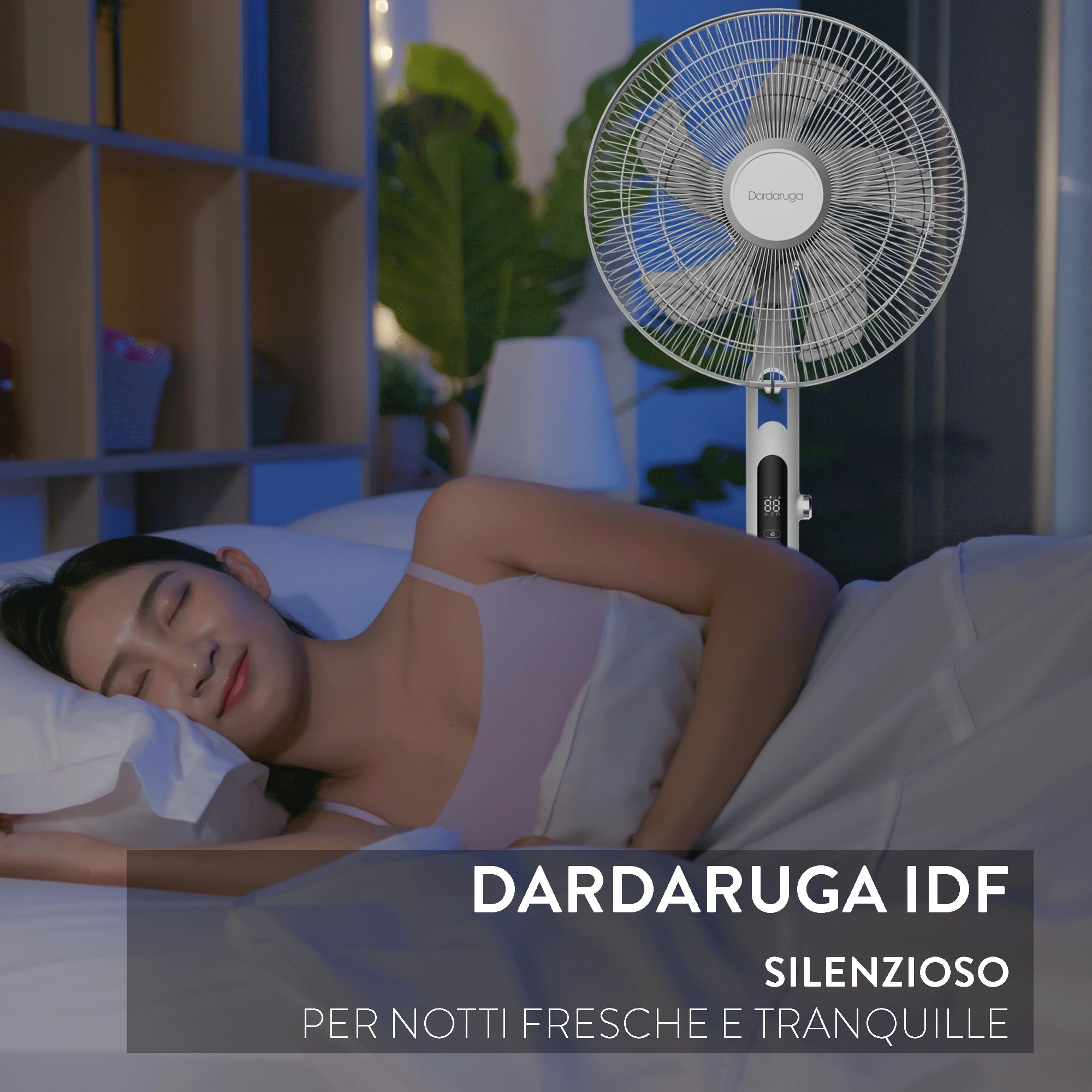 Ventilatore a Piantana Premium, Ultrasilenzioso, Touch Screen a sfioro, Night Mode, Antizanzare, Timer, Telecomando, Risparmio Energetico, Altezza Regolabile, Oscillazione, Design BIANCO