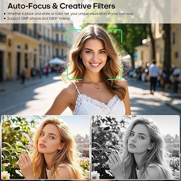 CHUZHAO Mini Retro Digital Camera - Vintage TLR Style Point and Shoot Auto Focus Vlogging Camera, Compact & Portable, 16GB Card Included, Ideal for Beginners, Teens, and Adults