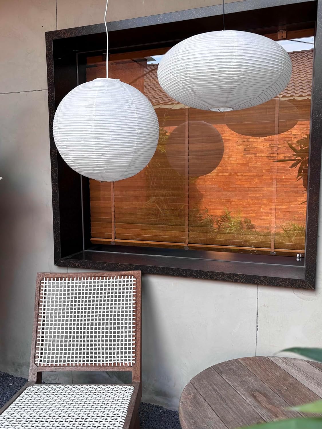 2 Pcs Chinese Paper Lanterns White Lampshade, 16inch Large Round and 18inch Oblate Pendant Lamp Shade, Rice Paper Lampshade Ceiling Foldable Light Shade for Interior Home Decoration