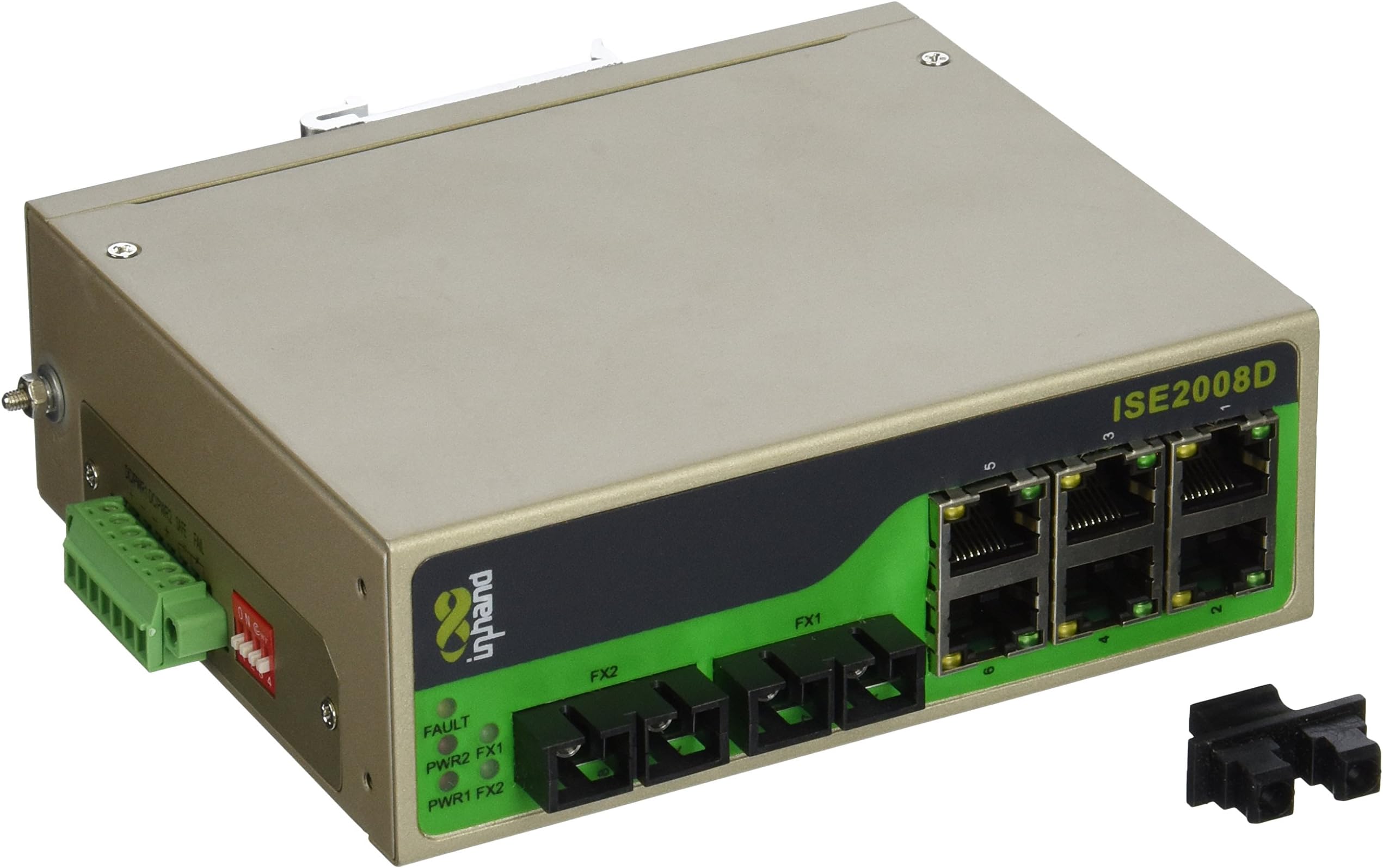 InHand Networks ISE2008D-6T-2M3-SC-24 Unmanaged Industrial Ethernet Switch with 6-Port 10/100Base-TX, 2-Port 100Base-FX, Wavelength Rx1310 nm/Tx1310 nm, SC Connector