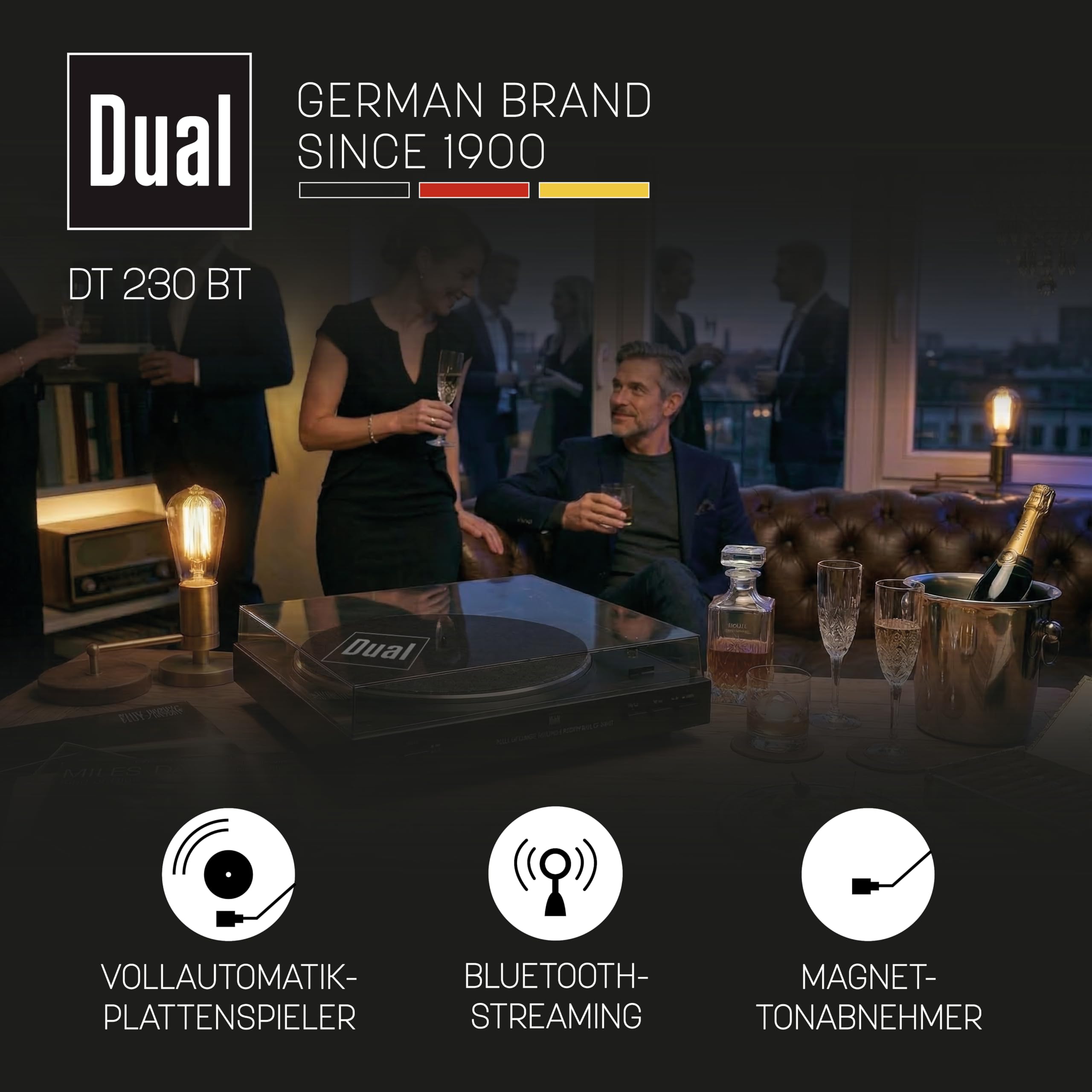 Dual DT 230 BT, Bluetooth, Vollautomatik, Autostop, Bluetooth, eingebauter umschaltbarer Entzerrer-Vorverstärker