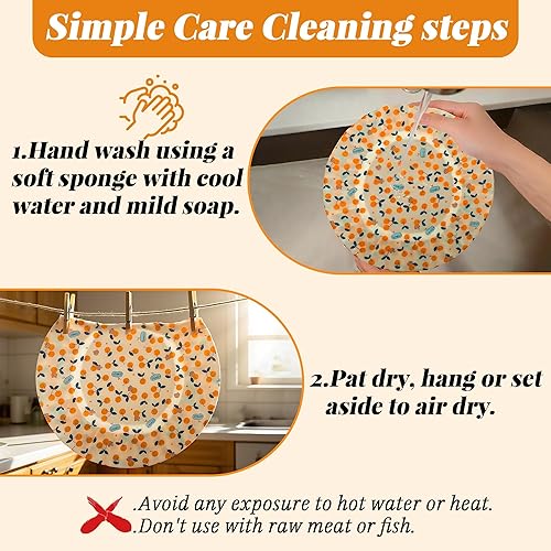 Miniatura 8 de OHIYO Fundas reutilizables para cuencos de cera de abeja (2 grandes), cubierta elástica de algodón para alimentos de masa madre, tapas reutilizables