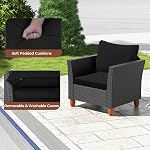 ORALNER 3 Ensemble de meubles de patio, Chaises de conversation en osier d'extérieur avec coussin doux et Acacia Table à café, Bistro Rattan pour jardin de balcon côté piscine de porche (noir)
