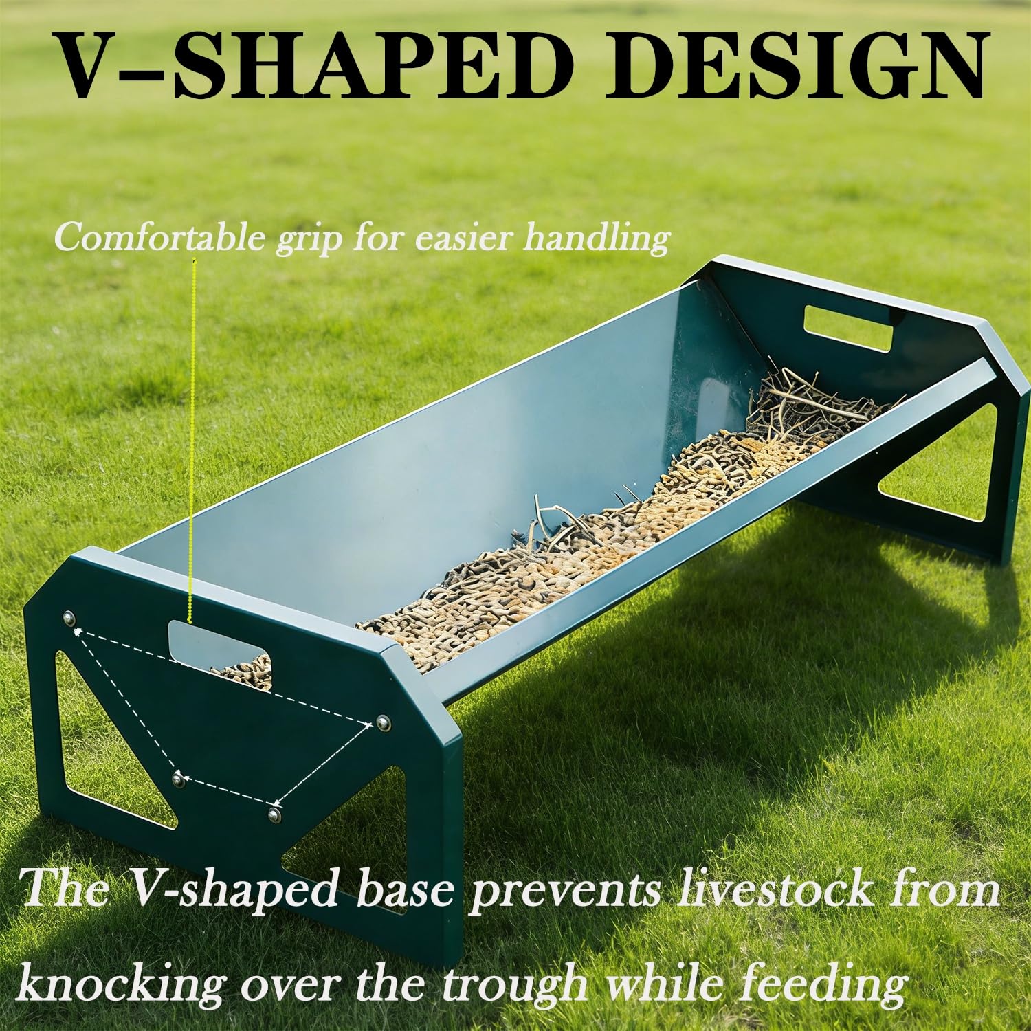 114cm Comedero para Cabras, Gran Capacidad Metático Alimentador De Heno Portátil Comedero De Heno, Comedero Resistente Fácil De Limpiar, para Oveja Caballo Vaca Ganado,Verde,Galvanised Steel