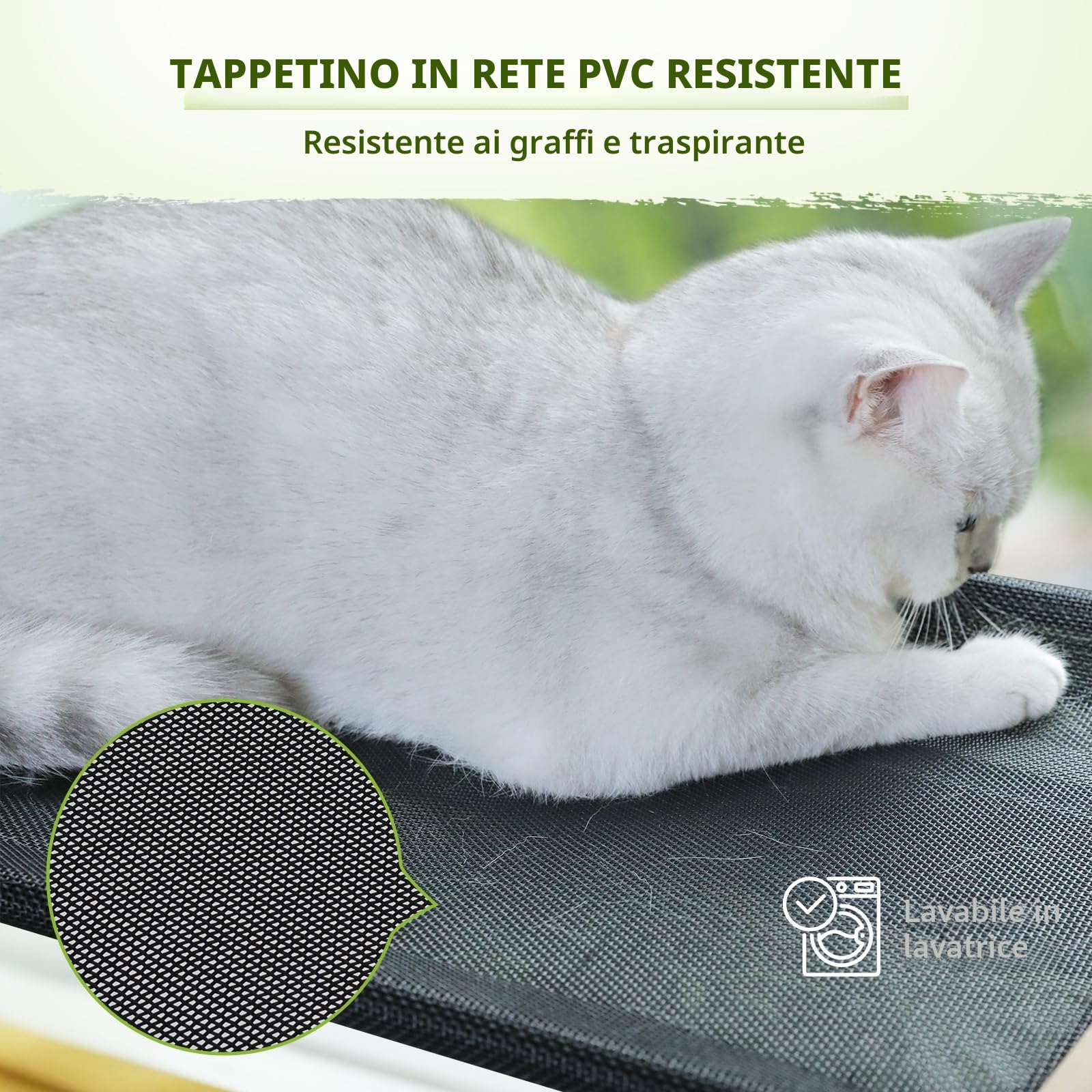 Pecute Amaca per Gatti in Legno Osservazione Degli Uccelli 46 * 32 CM, Letto Montato per Gattini, Trespolo Robusto con 4 Ventose, Facile da Montare, può Contenere Fino a 15 kg