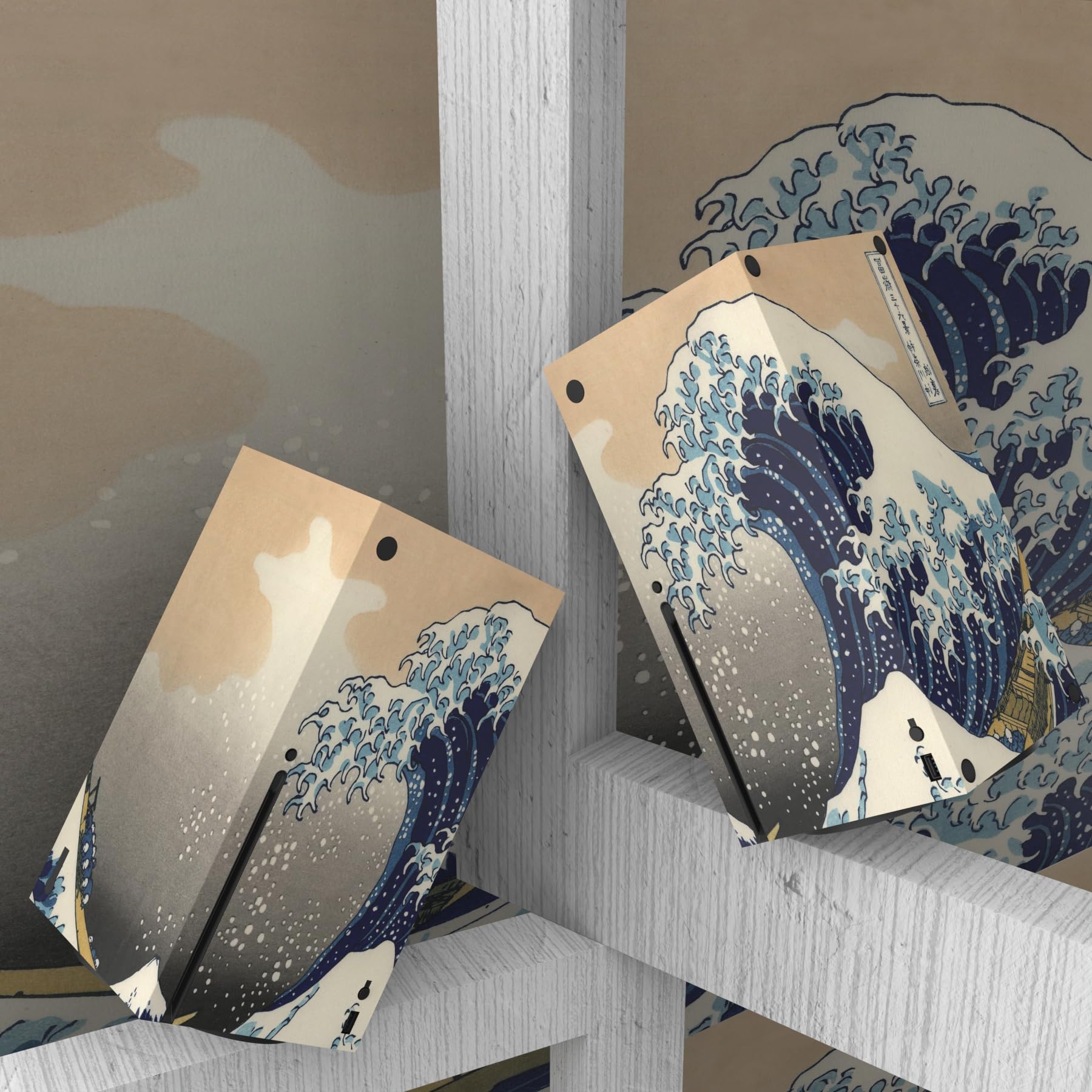PlayVital The Great Wave Custom Vinyl Skins for Xbox Series X, Wrap Decal Cover Stickers for Xbox Series X Console Controller - 5