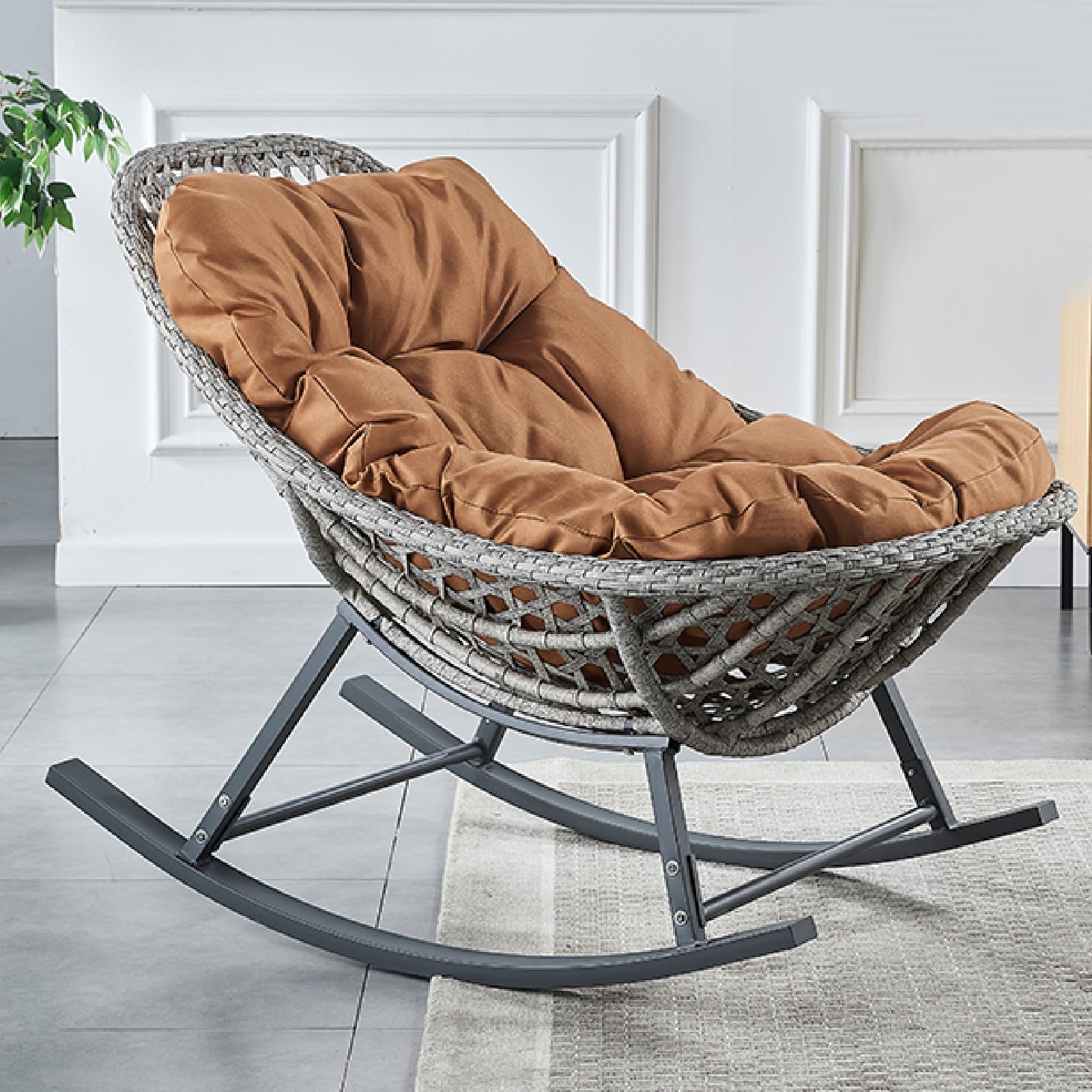 Lounge Chair RADIATA 440Lbs Outdoor Egg Chair With Foot Rest And