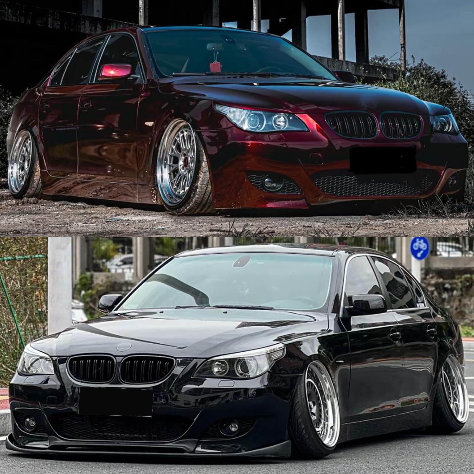 E60 E61 Rejilla de radiador para BMW 5er E60 E61 M5 Parrilla riñones Dobles Negro 2003-2009（For 5er E60 2006-2009）