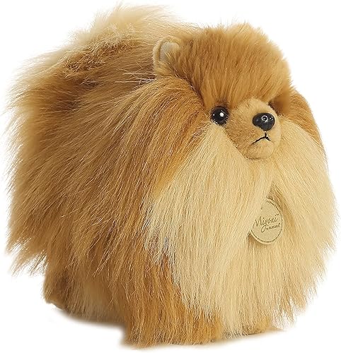 Miniatura 3 de Aurora® Adorable perro Pomerania de peluche Miyoni®, detalle realista, compañía entrañable, marrón, 9 pulgadas