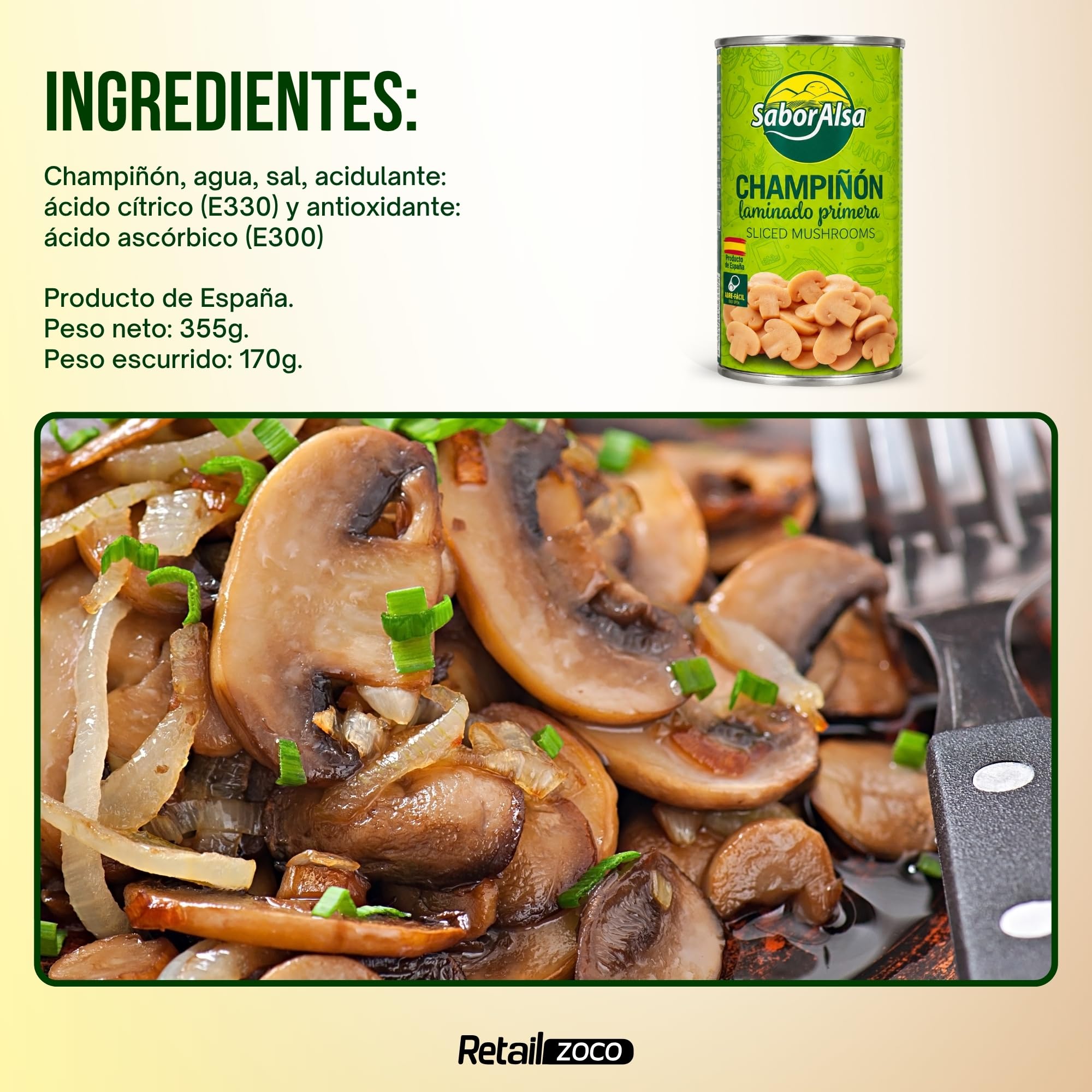 Champiñón Laminado Primera 170 g | 6 Unidades de 170 gr - imagen 3