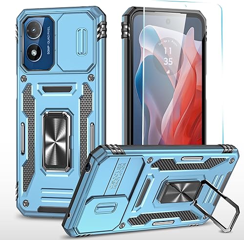 Miniatura 17 de SunStory Funda para Motorola Moto G Play 2024 con protector de pantalla HD y cubierta deslizante para la cámara y soporte, Funda para Moto G Play 4G