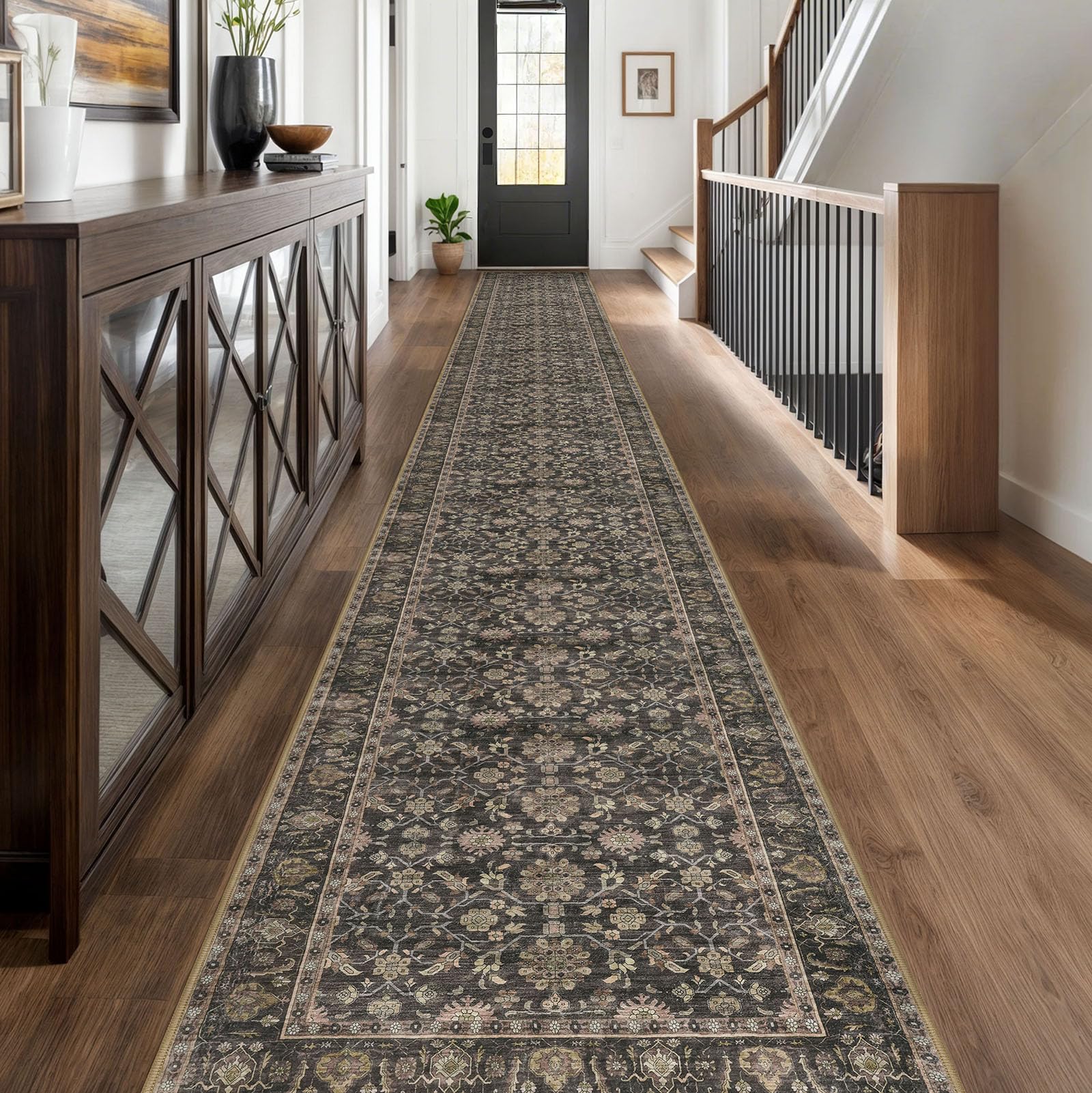 KUTA Extra Long Runner Rug for Hallway in Vintage Brown