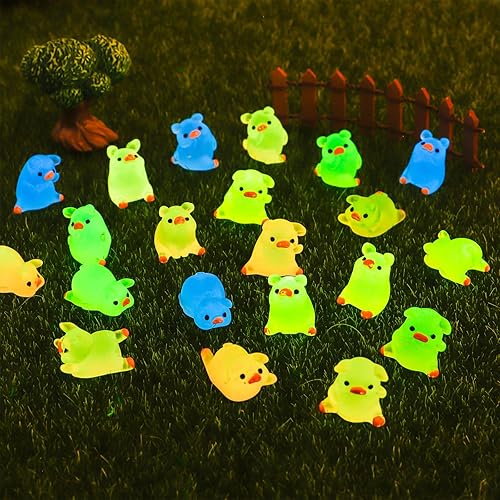 Miniatura 4 de Fuyamp 100 piezas de mini cerdo luminoso de resina en la oscuridad, mini retrato luminoso, mini retrato de jardín de hadas, bricolaje, Navidad,