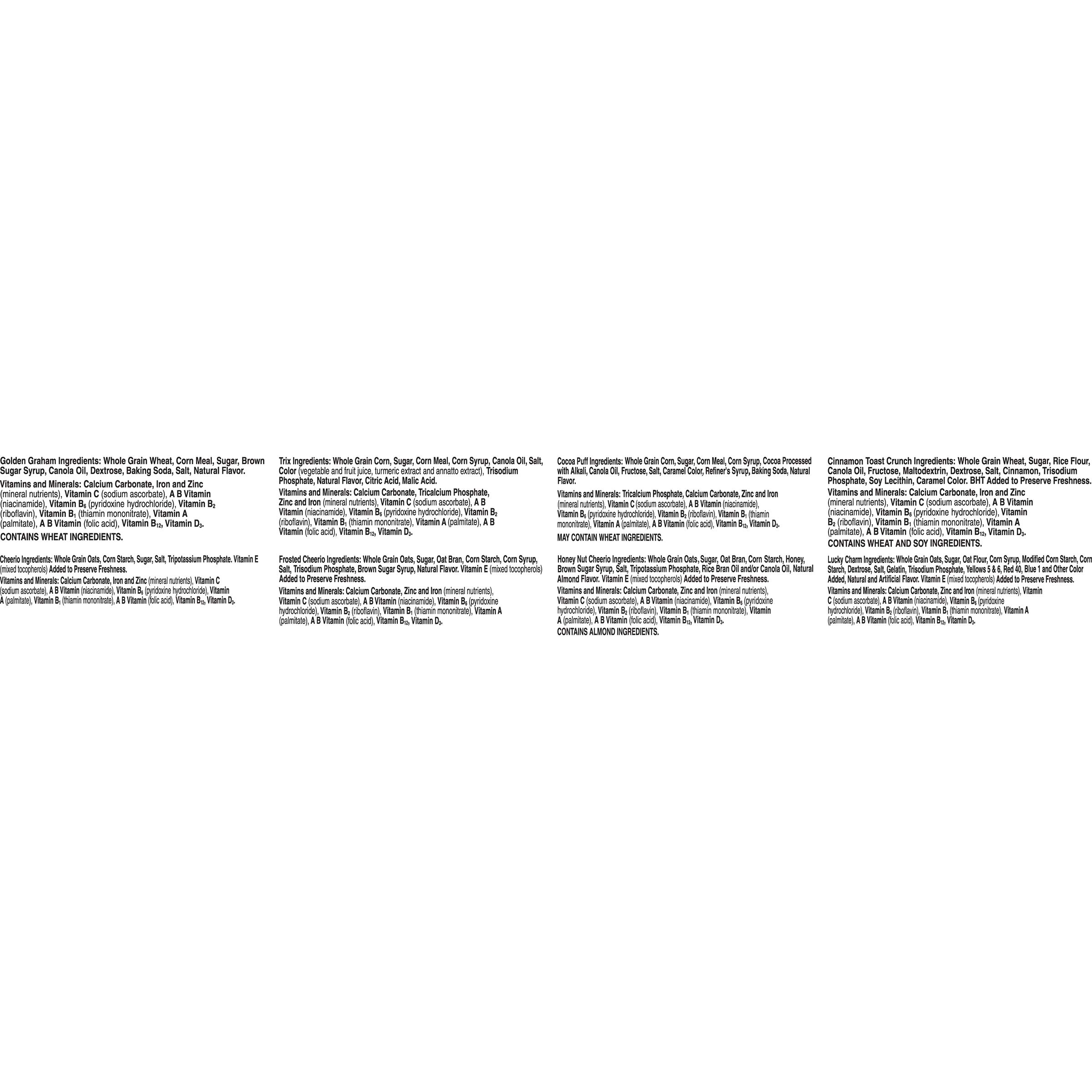 American Breakfast Cereal Variety 8 Pack Lucky Charms, Cinnamon Toast