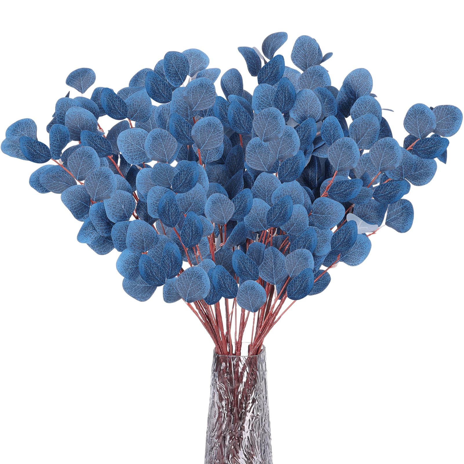 CEWOR 10pcs Blue Eucalyptus Leaf Eucalyptus Stems -Silk Plastic Plants Fake Eucalyptus Garland Branches for Weddings, Parties, and Home Decor