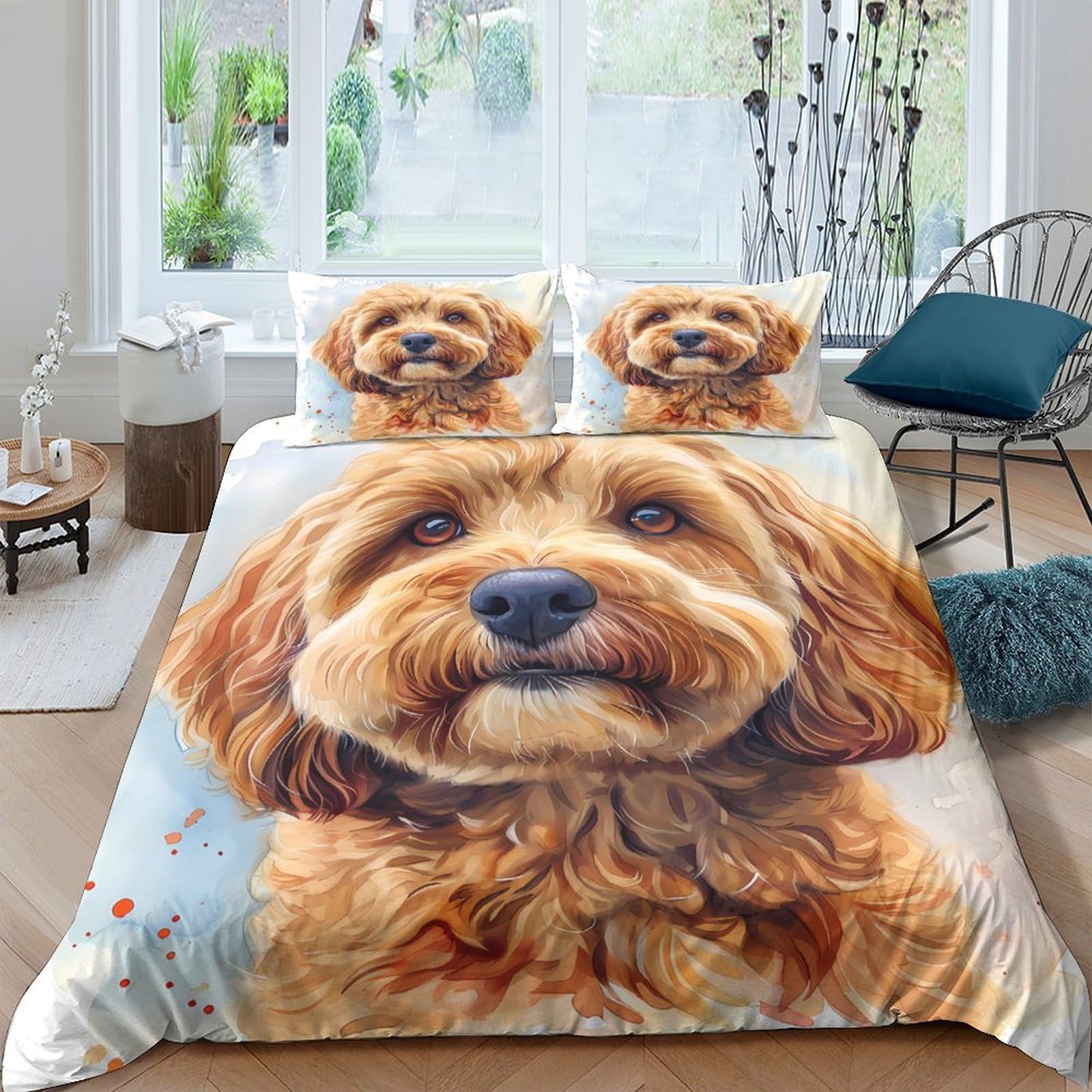Ctjqhvkz Style-6 3D Printed Cute Dog Portrait Fitted Sheet Microfiber Soft Breathable Puppy Bed Cover For Bedroom Guest Room Decor Single（135X200cm）