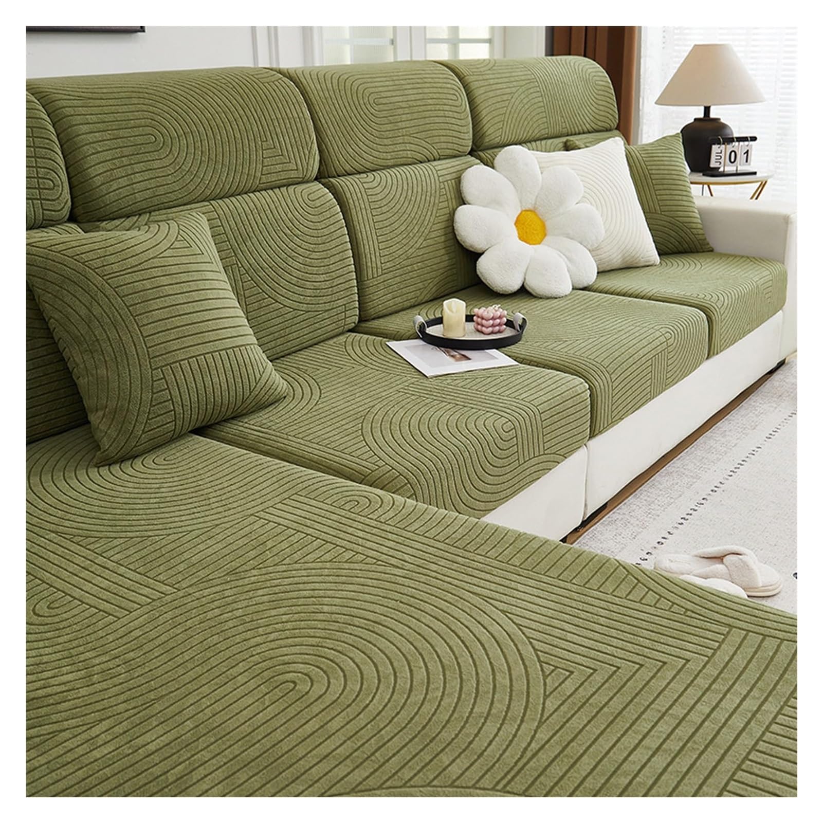 Housse de Coussin de Canapé Antidérapante en Velours Protection Meubles L
