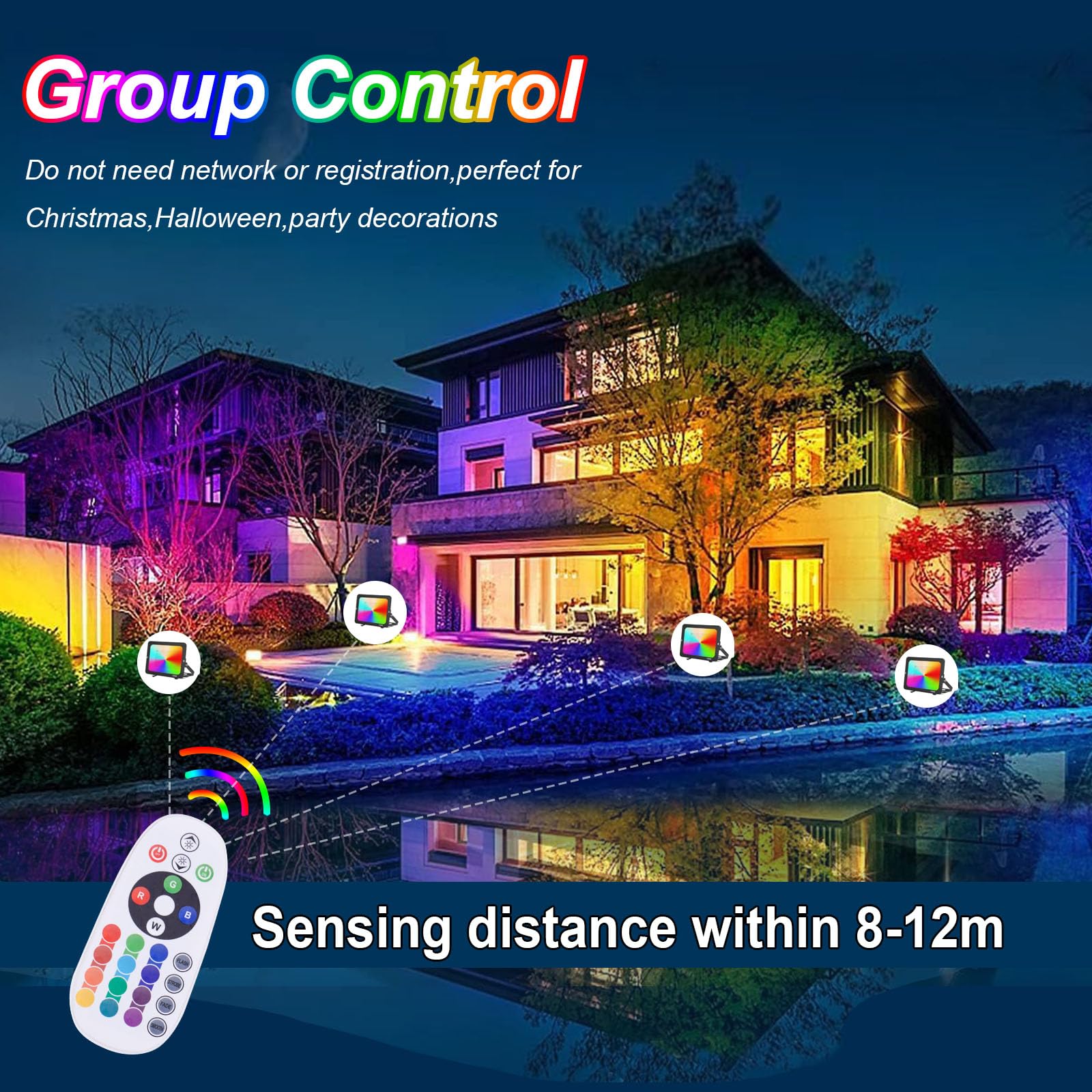 RGB LED Strahler Außen 50W,6 Stück Dimmbar LED Scheinwerfer Mit Fernbedienung,IP65 Wasserdicht Farbwechsel Fluter Disco Partylicht Stimmungslicht für Weihnachten,Halloween,Bar,DJ,Feiern,Bühne