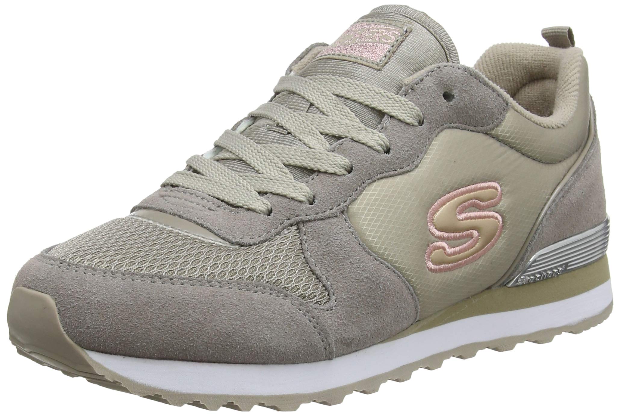 Skechers Og 85 Goldn Gurl, Sneaker a Collo Basso Donna, Beige Natural Suede Mesh Nylon Coral Trim Nat, 36 EU