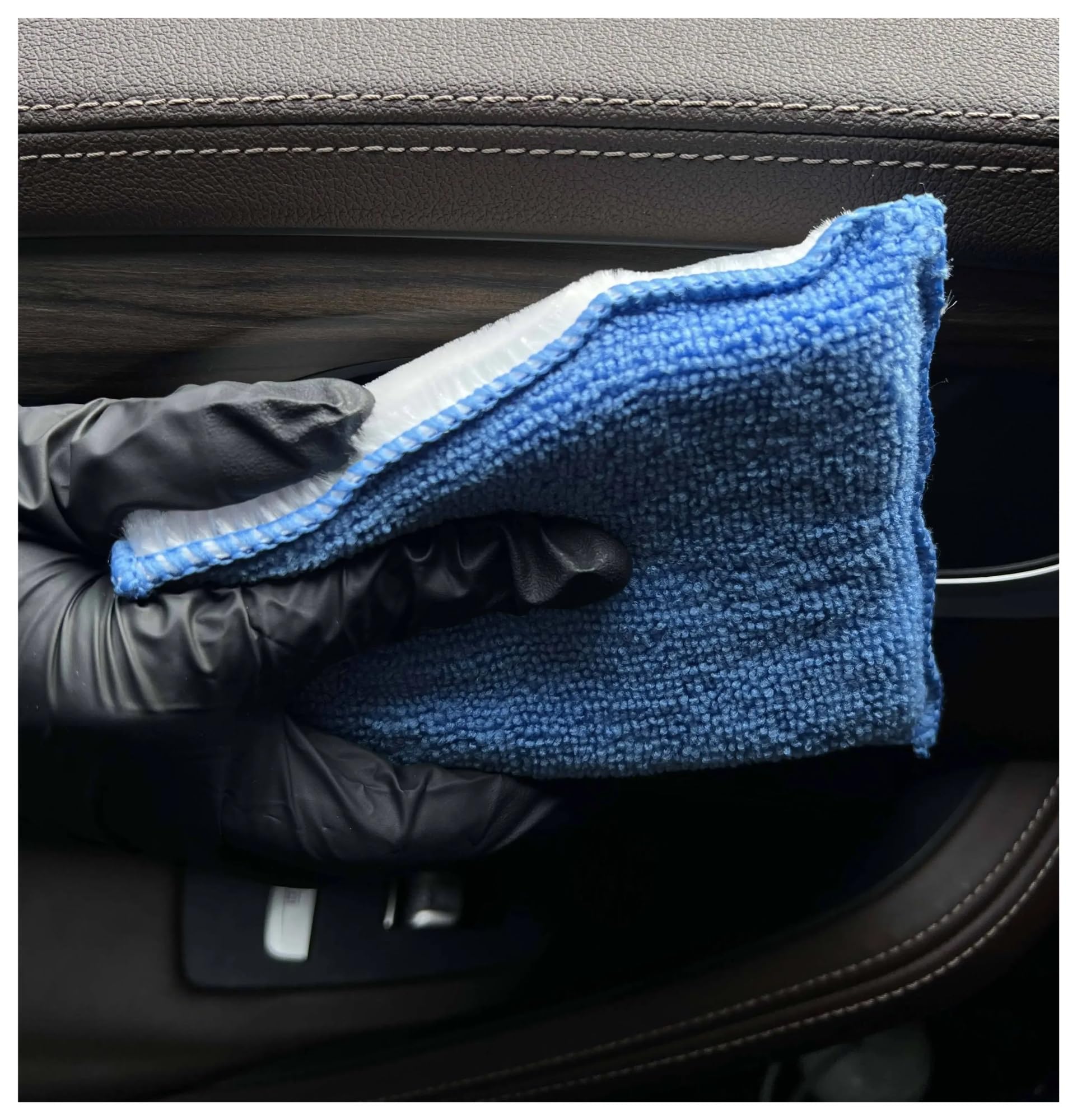 Genérico Almohadilla de Limpieza Coche Doble Cara Microfibra, Esponja fregado Suave for Detalles Cuero, Herramientas for Interior(Blue White 5pcs)