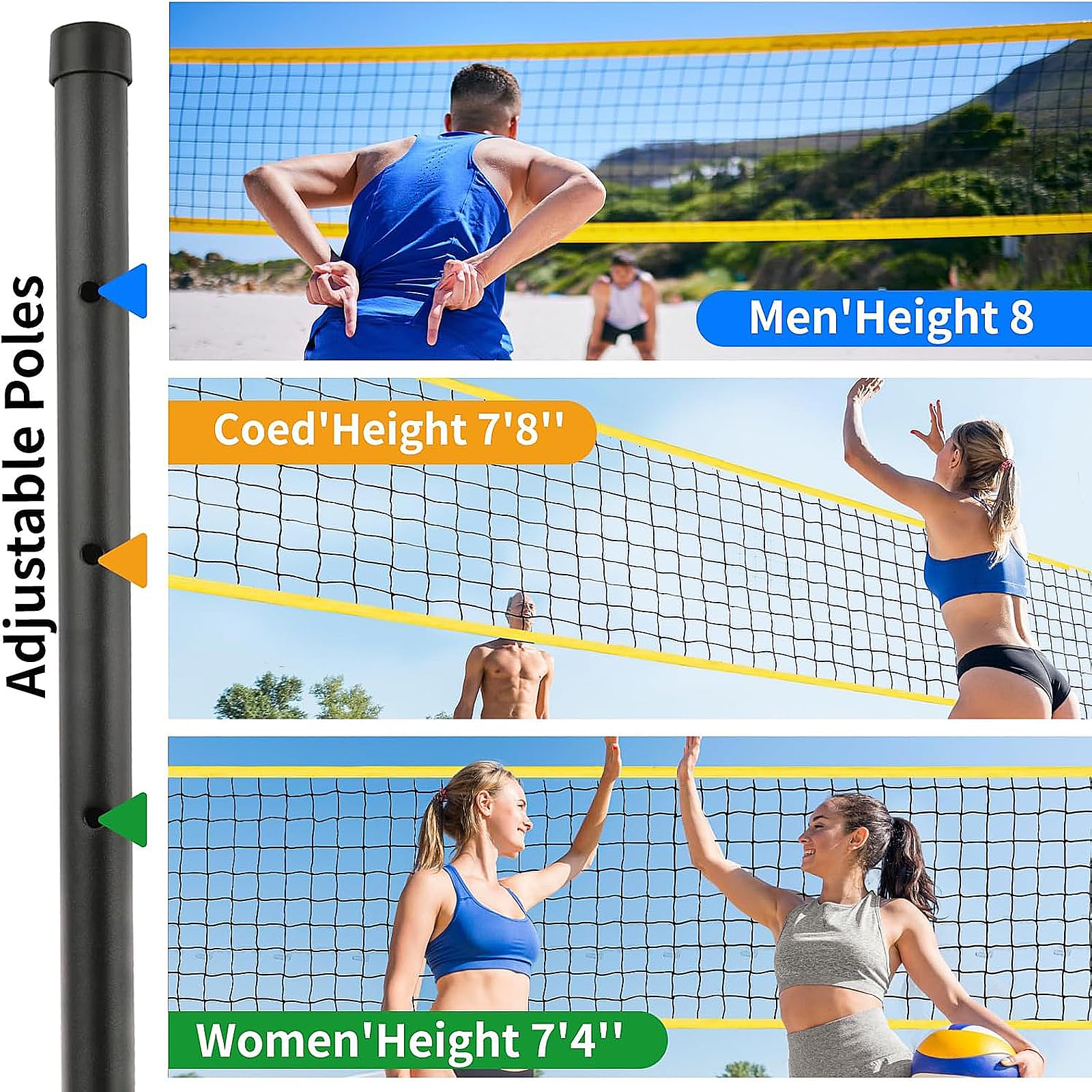 Volleyballnetz Set Outdoor Tragbarer Beachvolleyball-Netz Garten Strand Rasen