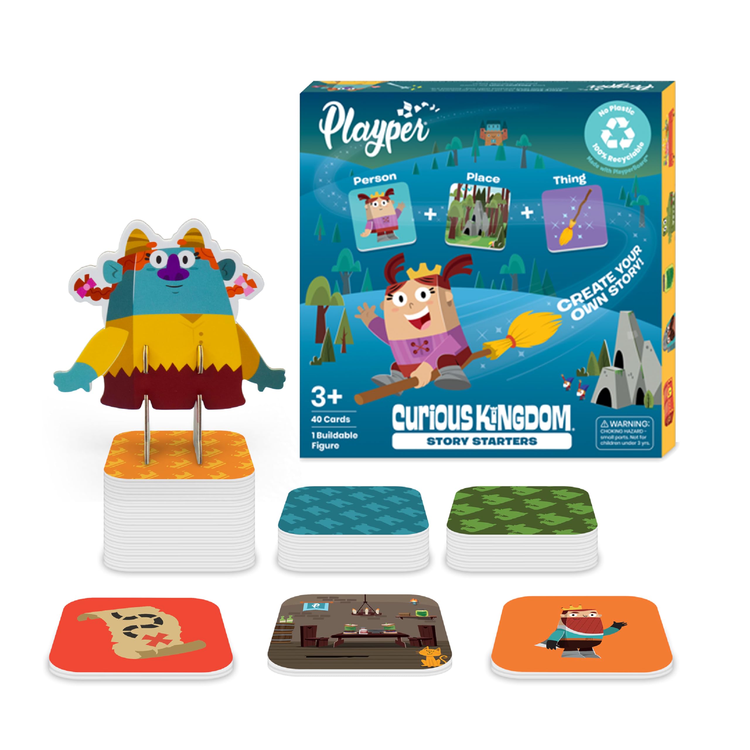 Story Starters for Beginners: Create a Story Card Activity for Kids, Pre-Literacy Illustrated Story Prompts (No Reading Required) Part of The Curious Kingdom by Playper