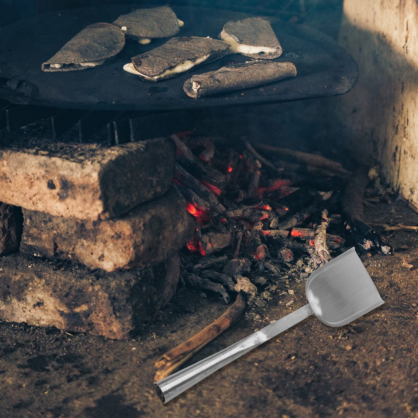 Kohlenschaufel 1 Stück aus Chromstahl, Silber, für Bbq