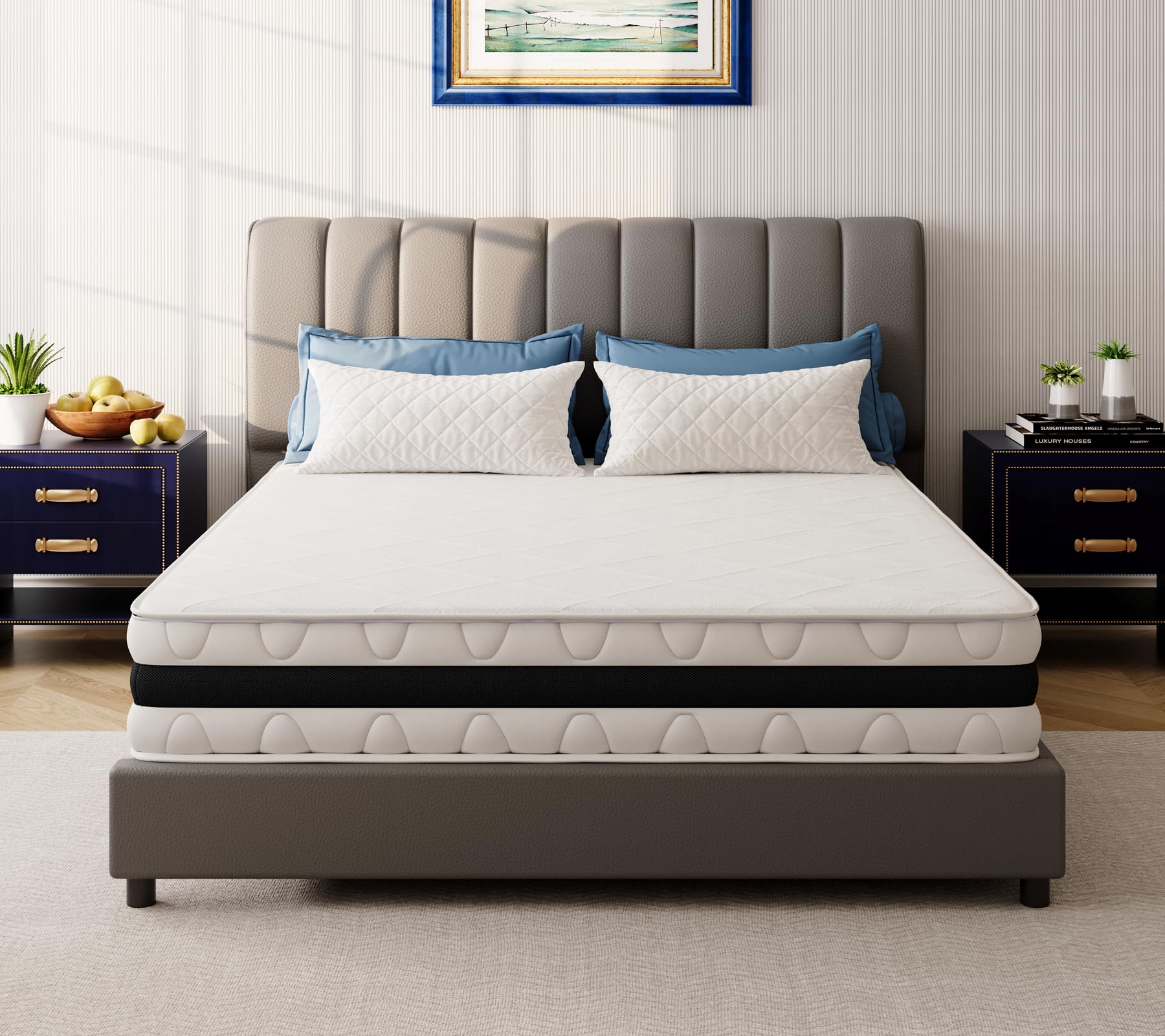 EGO Home Taschenfederkernmatratze 140x200 cm | H3 Matratze 140x200cm Höhe 23 cm | Ergonomische 7 Zonen Federkernmatratze 140x200 cm mit Komfortschaum und Microfaser-Bezug | Öko-TEX Zertifiziert