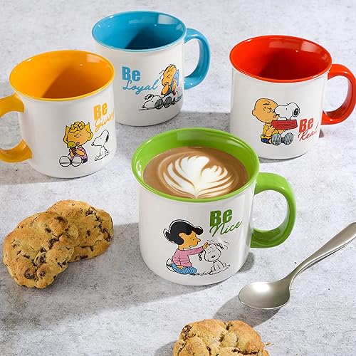 Miniatura 7 de Peanuts Snoopy Gentle Reminders Camper - Tazas de 21 onzas, paquete de 4, varios colores