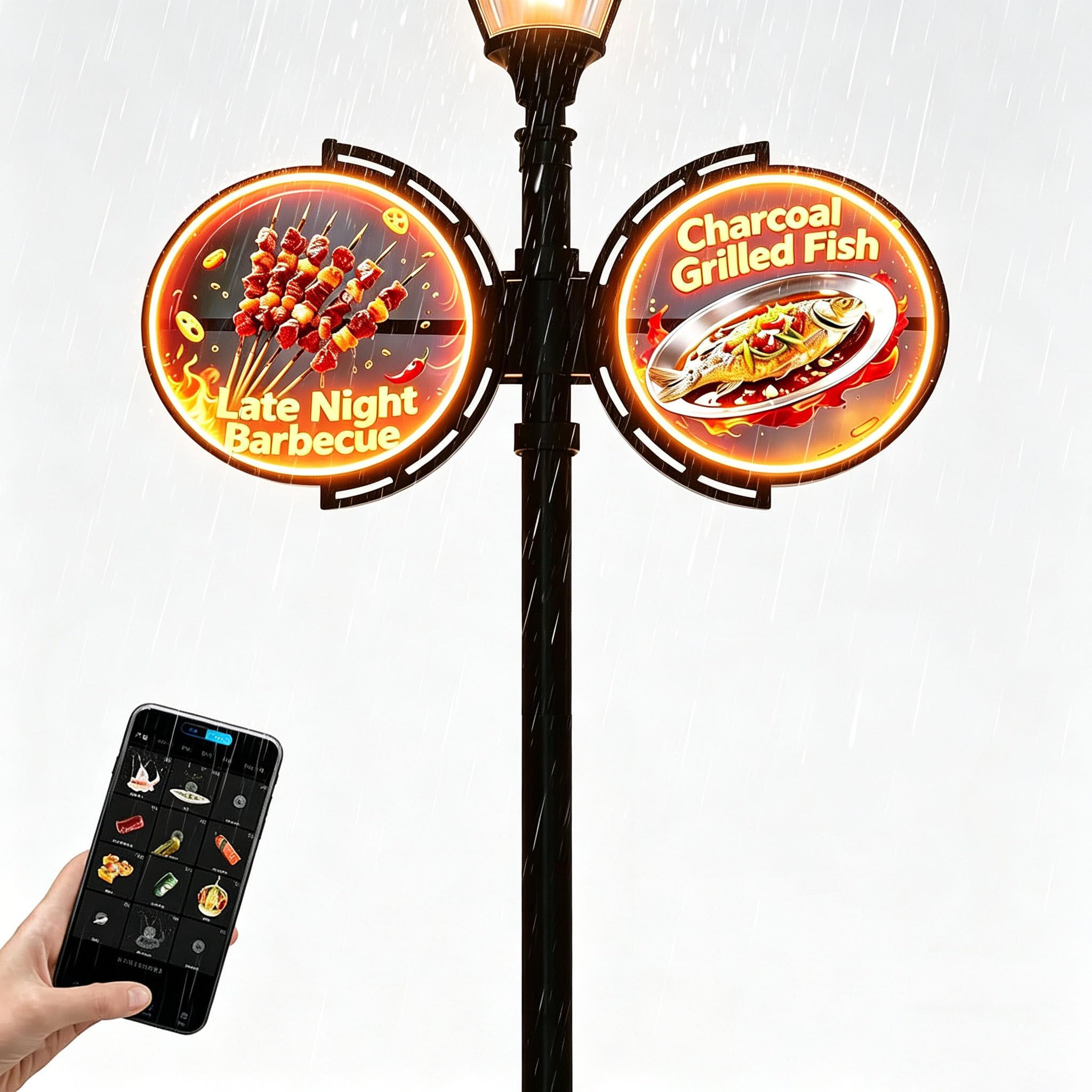 Carteles Luminosos De Proyección Publicitaria,Valla Publicitaria Impermeable,3D Letrero De Caja De Luz Proyectante Redonda LED,para Tiendas,Negocios,Cafés,Salones 50cm