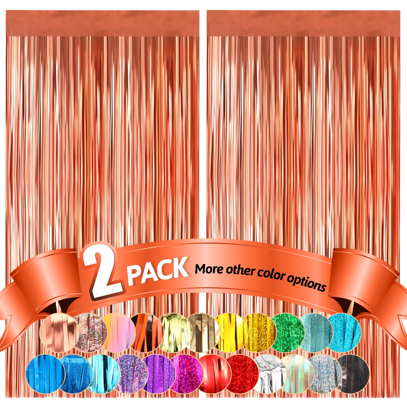 Fannev Lightpink Metallic Tinsel, 3.3x8.2 Feet Foil Fringe Curtains Back Drop for Pink Party Birthday Wedding Bachelorette Baby Shower Holiday Party Decorations Photo Booth Props