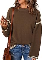 Dokotoo Women's Crewneck Loose Fit Cable Knit Pullover Sweater - Long Sleeve Solid Color Fashion Jumper Top