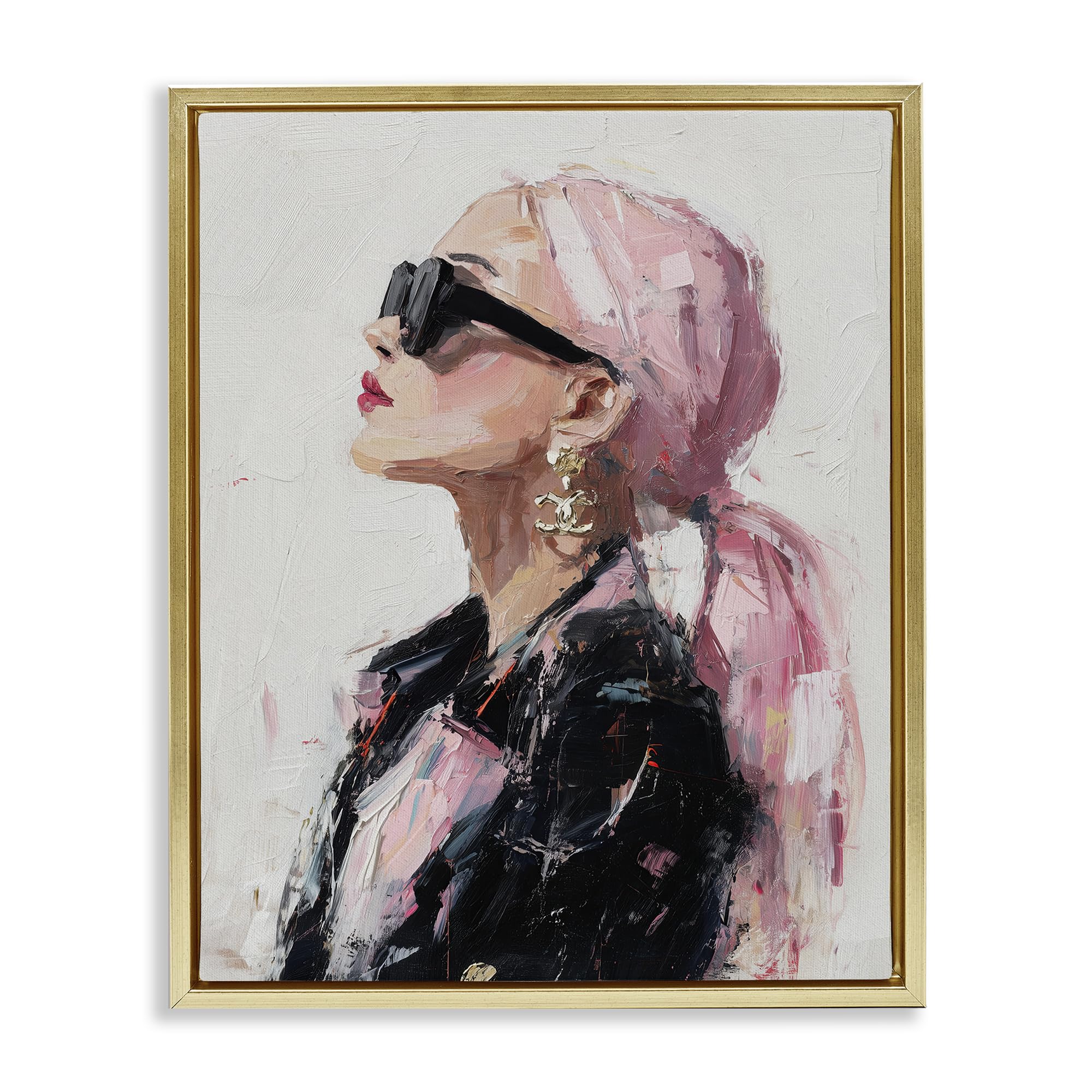 Stupell Industries 'Pink Daydream Impression', Floating Frame Canvas Art, Gold, 17 x 21 Inches, Easy to Hang and Sturdy, Made in USA, by Svetlana Aleynikova