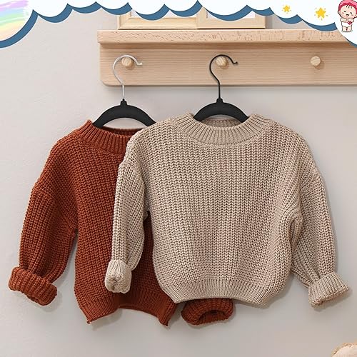 Miniatura 8 de Perchas de terciopelo para niños, paquete de 60 perchas de fieltro antideslizantes de 11.8 pulgadas con gancho negro, perchas para ropa que ahorran