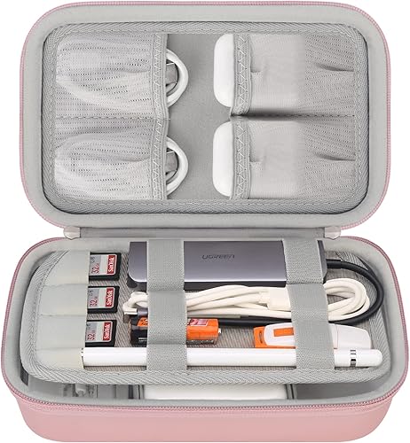 Miniatura 1 de Elonbo Organizador de cables de viaje duros, universal, pequeño, accesorios electrónicos, estuche de transporte para cable de cargadores, adaptador