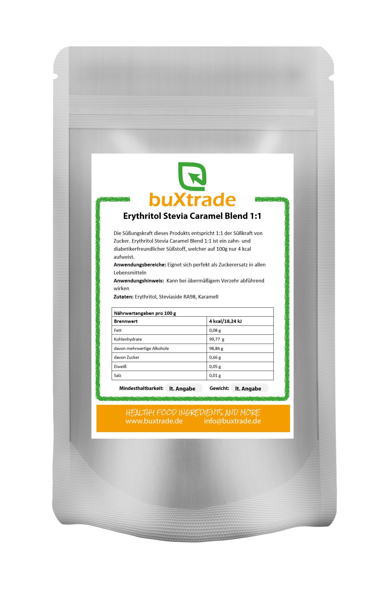 5 x 1 kg Erythritol Stevia Caramel Blend 1-1 Karamell Gemisch kaum kcal