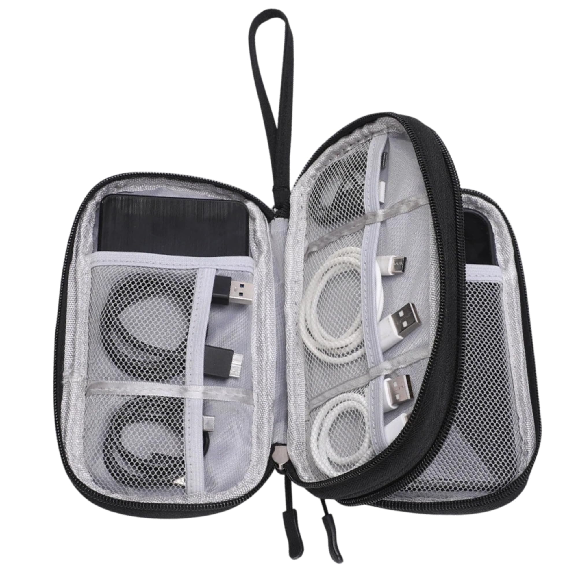 Elenviorina Black Tech Pouch Electronics Accessories Organiser Cable Bag Charger Bag Travel Tech Bag Oxford Fabric Gadget Storage Case For Cables Chargers Usb Drives
