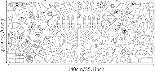 Miniatura 9 de Dvbonike Póster gigante de Navidad para colorear con Papá Noel, nieve, muñeco de nieve, alce, niños, bricolaje, garabatos en blanco, 55.1 x 23.6