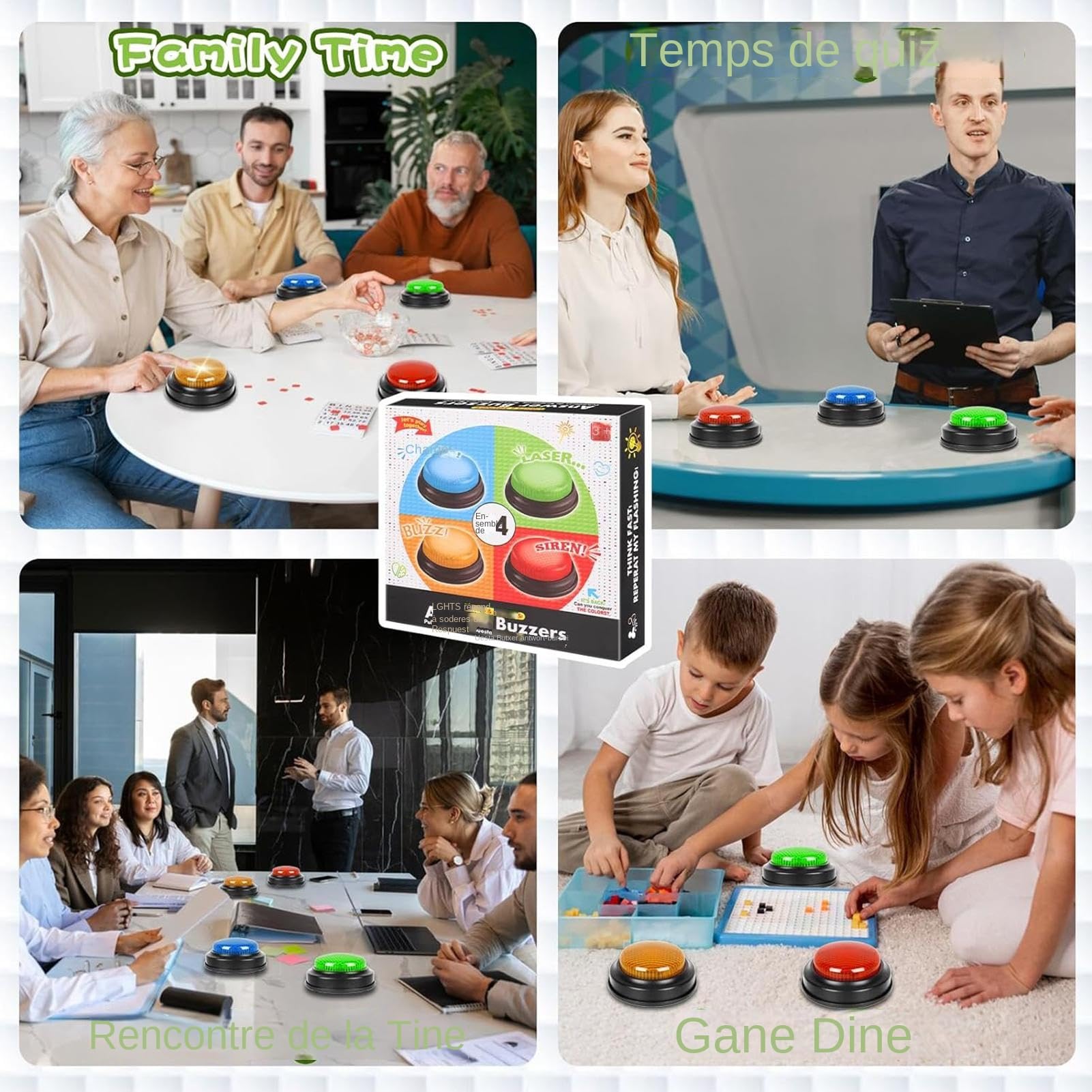 Générique Buzzer Sonore Et Lumineux pour Enseigner avec Salle De Classe, Answer Buzzers Blind Test,Accessoires De Jeu Télévisé (Lot De 4)