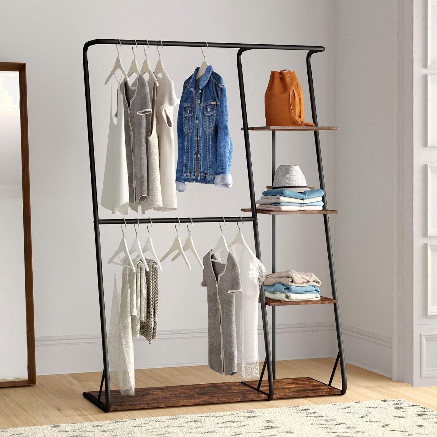 48'' W Rustic ZFrame Wardrobe with Shelves, Shelf Depth