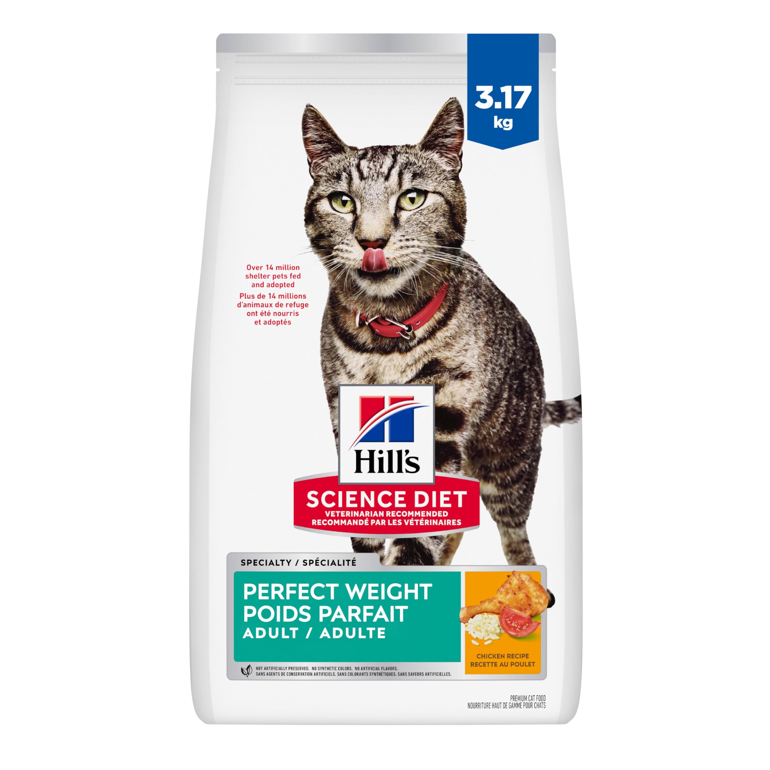 Hill's Science Diet Adult Perfect Weight Chicken Recipe Dry Cat Food 3.17 kg Bag - 1