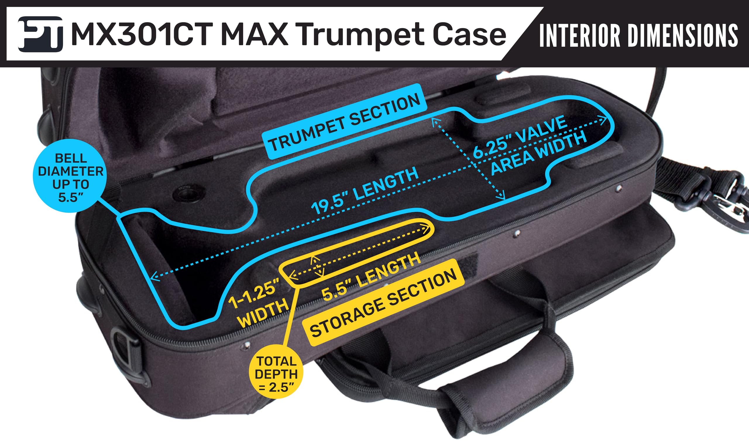 Protec Max - Custodia per tromba, colore: Nero