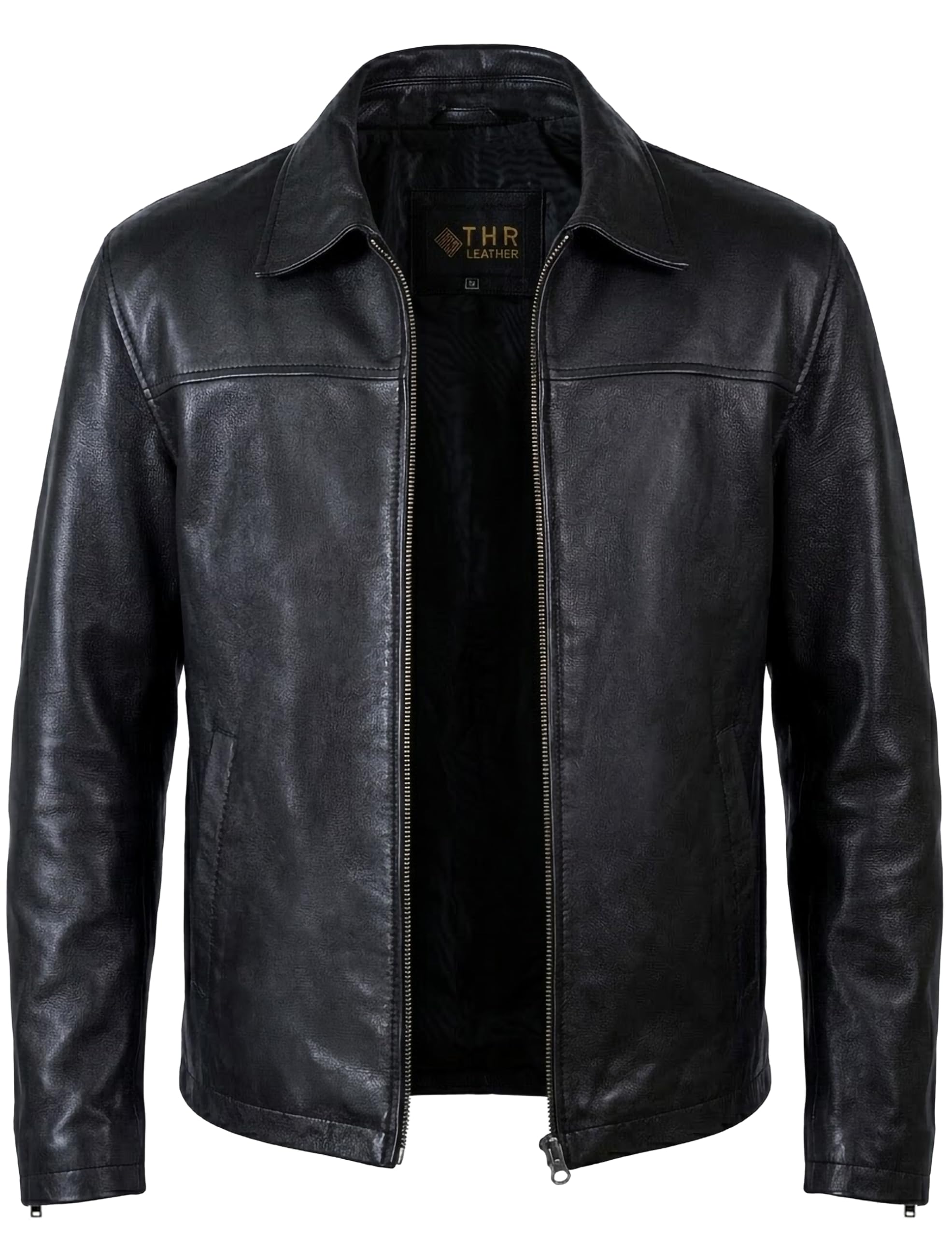 Chaqueta de piel de cordero real para hombre, para un estilo clásico elegante, abrigo de cuero casual, negro, talla XL