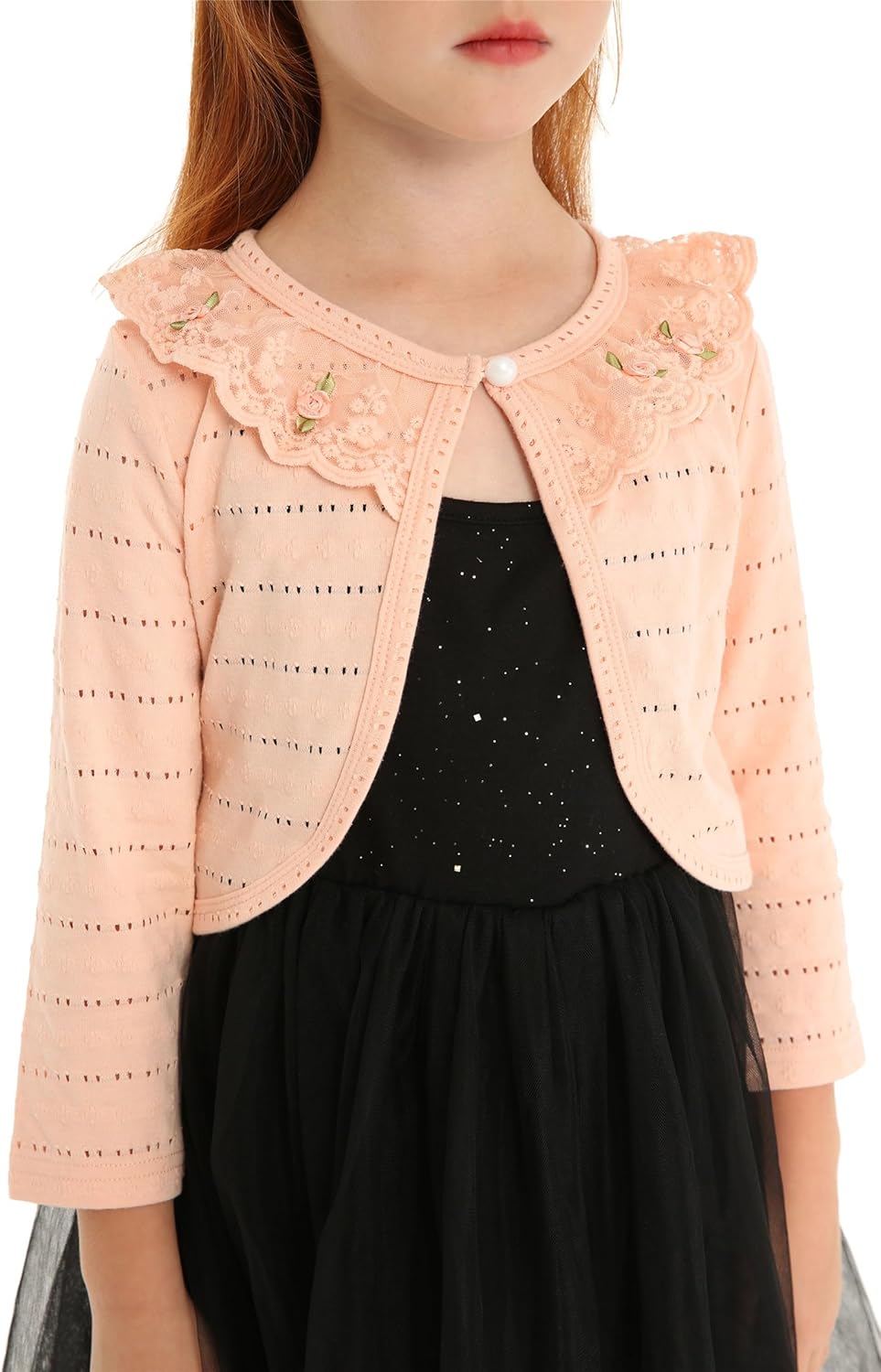 Mud Kingdom Little Girls Long Sleeve Bolero Shrug Lace Short Cardigan - Image 2