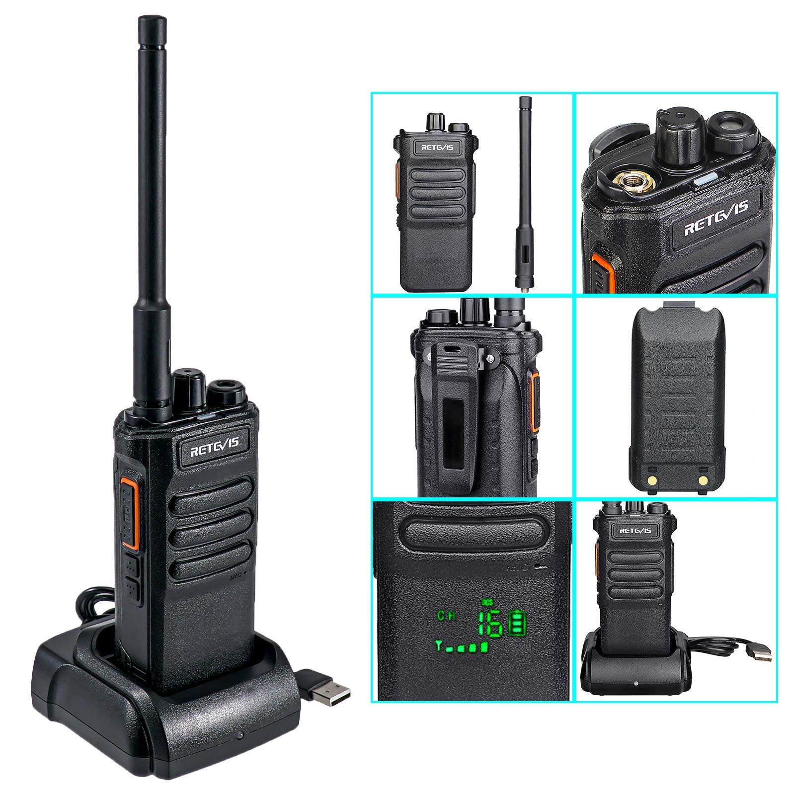 Retevis RT86 Walkie Talkie Professionale 2600 mAh - Dettaglio
