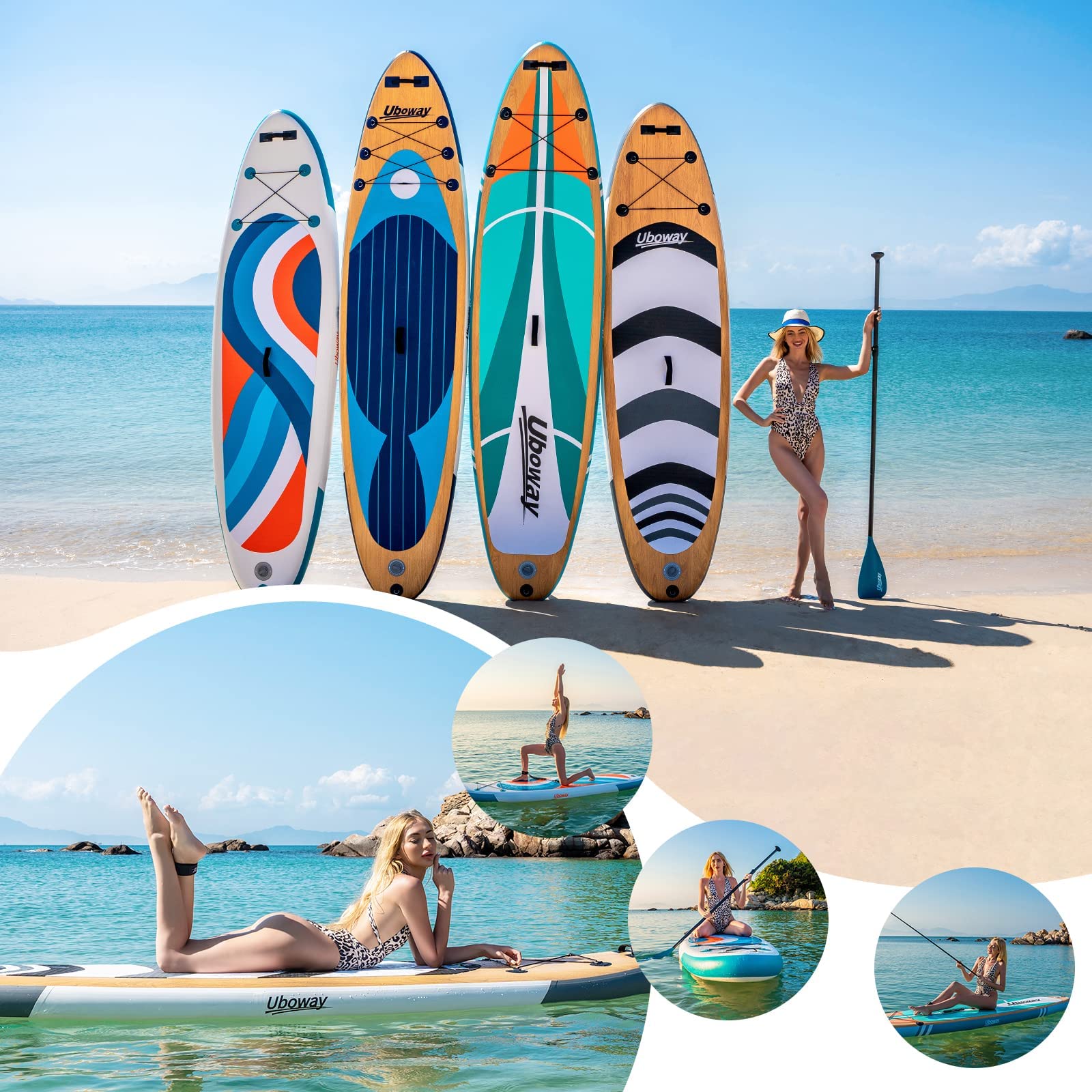 Signstek Inflatable Stand Up Paddle Boards : Sup con la Mochila de Paleta Ajustable Bomba de la Correa de Fin Adultos jóvenes Standup Paddleboard（En Blanco y Negro）